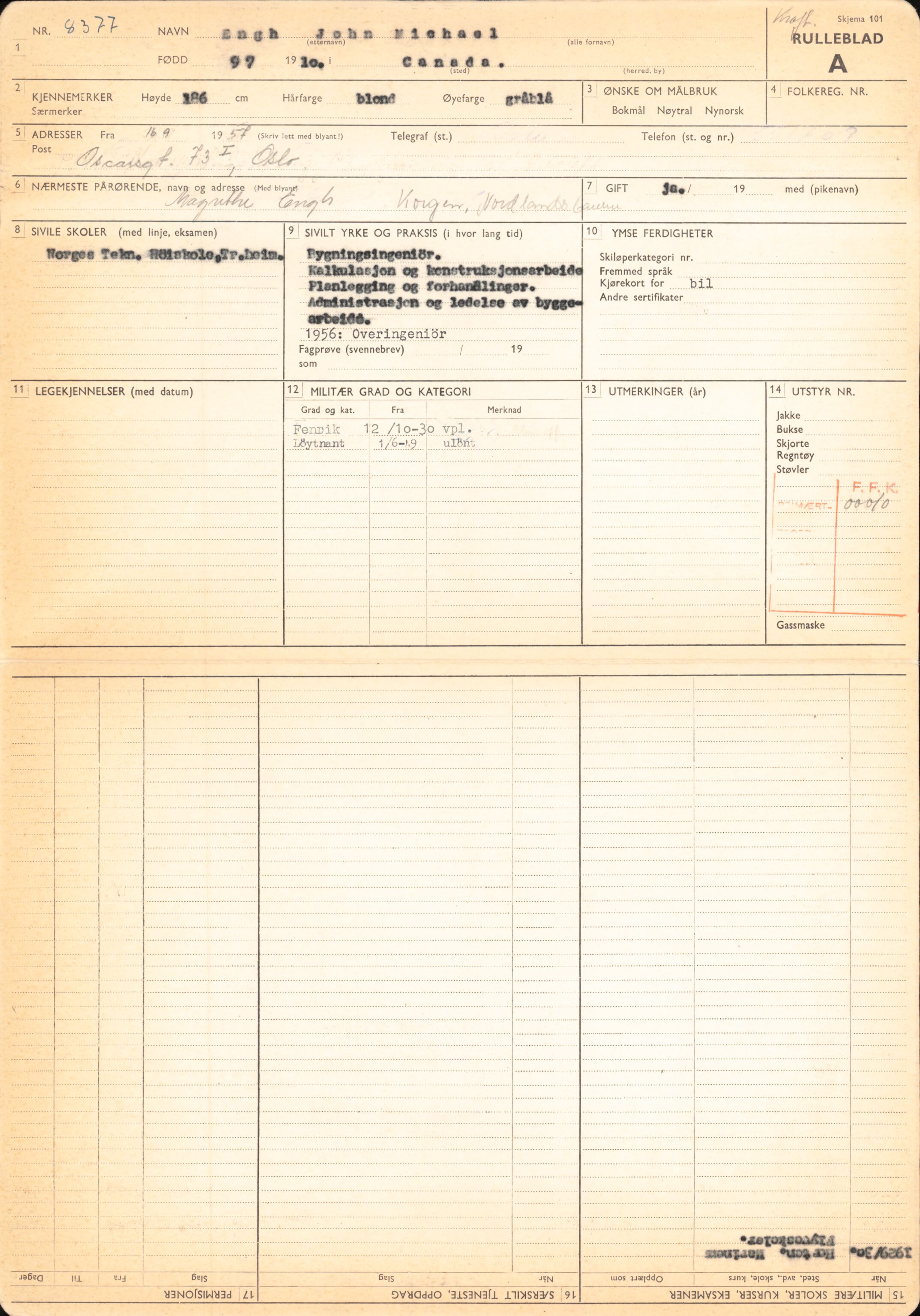 Forsvaret, Forsvarets overkommando/Luftforsvarsstaben, RA/RAFA-4079/P/Pa/L0024: Personellpapirer, 1910, s. 167