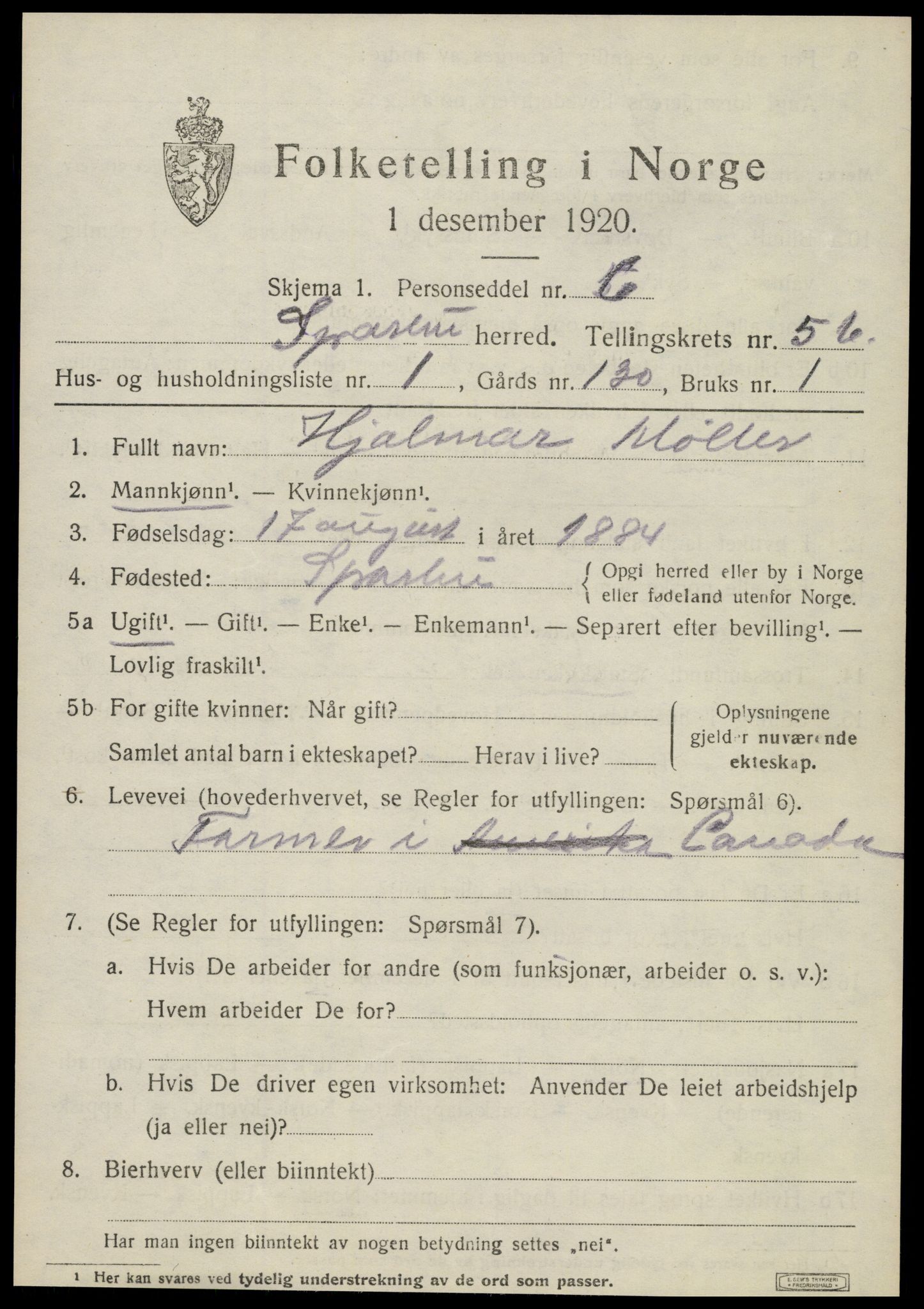 SAT, Folketelling 1920 for 1731 Sparbu herred, 1920, s. 6827