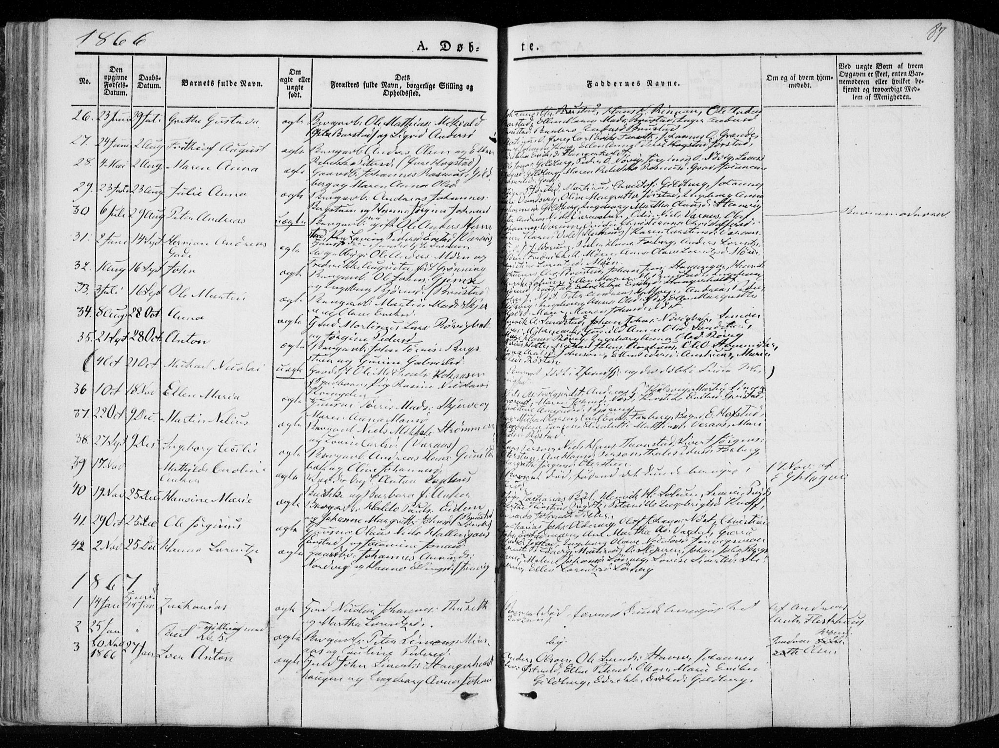 Ministerialprotokoller, klokkerbøker og fødselsregistre - Nord-Trøndelag, AV/SAT-A-1458/722/L0218: Ministerialbok nr. 722A05, 1843-1868, s. 87