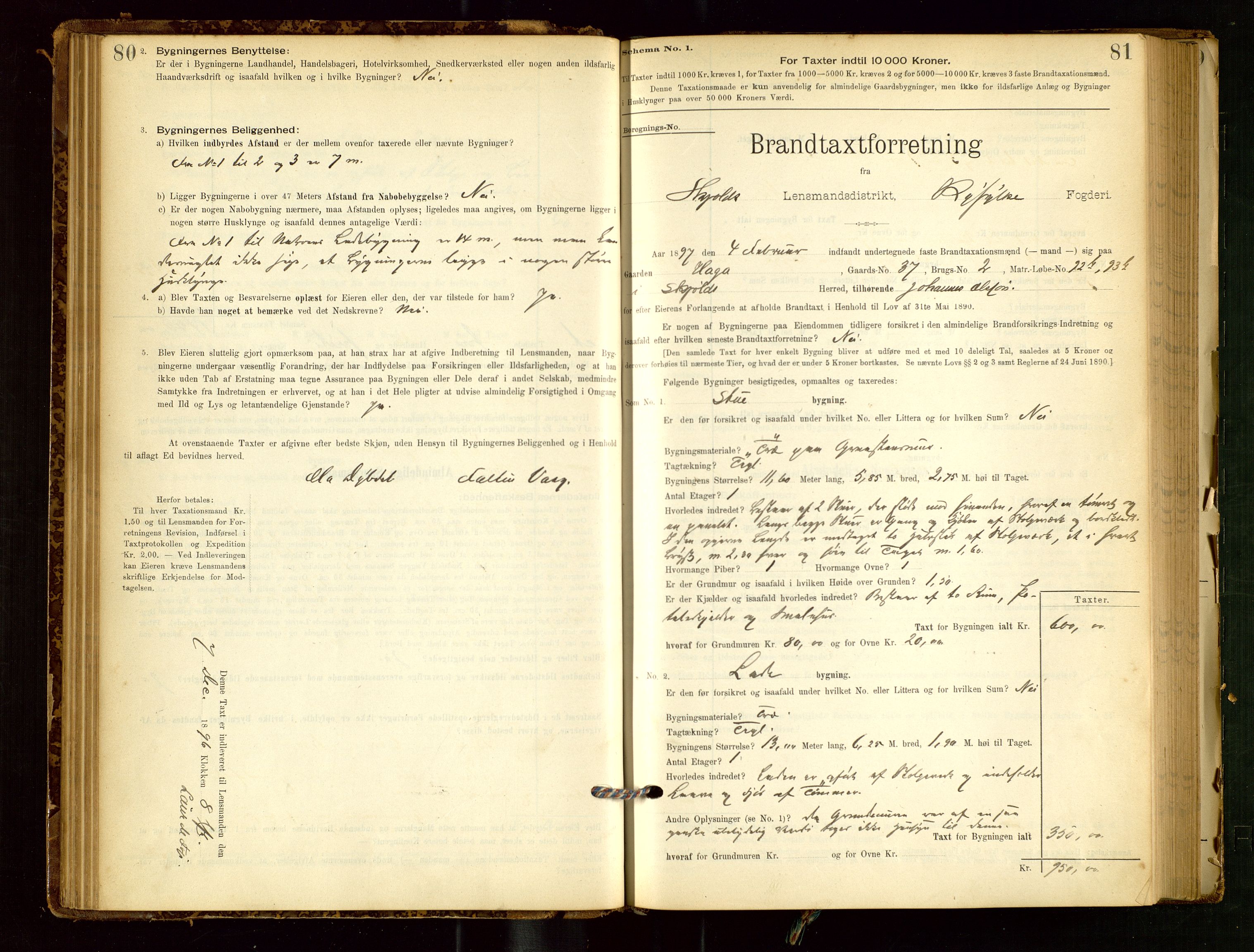 Skjold lensmannskontor, AV/SAST-A-100182/Gob/L0001: "Brandtaxationsprotokol for Skjold Lensmandsdistrikt Ryfylke Fogderi", 1894-1939, s. 80-81