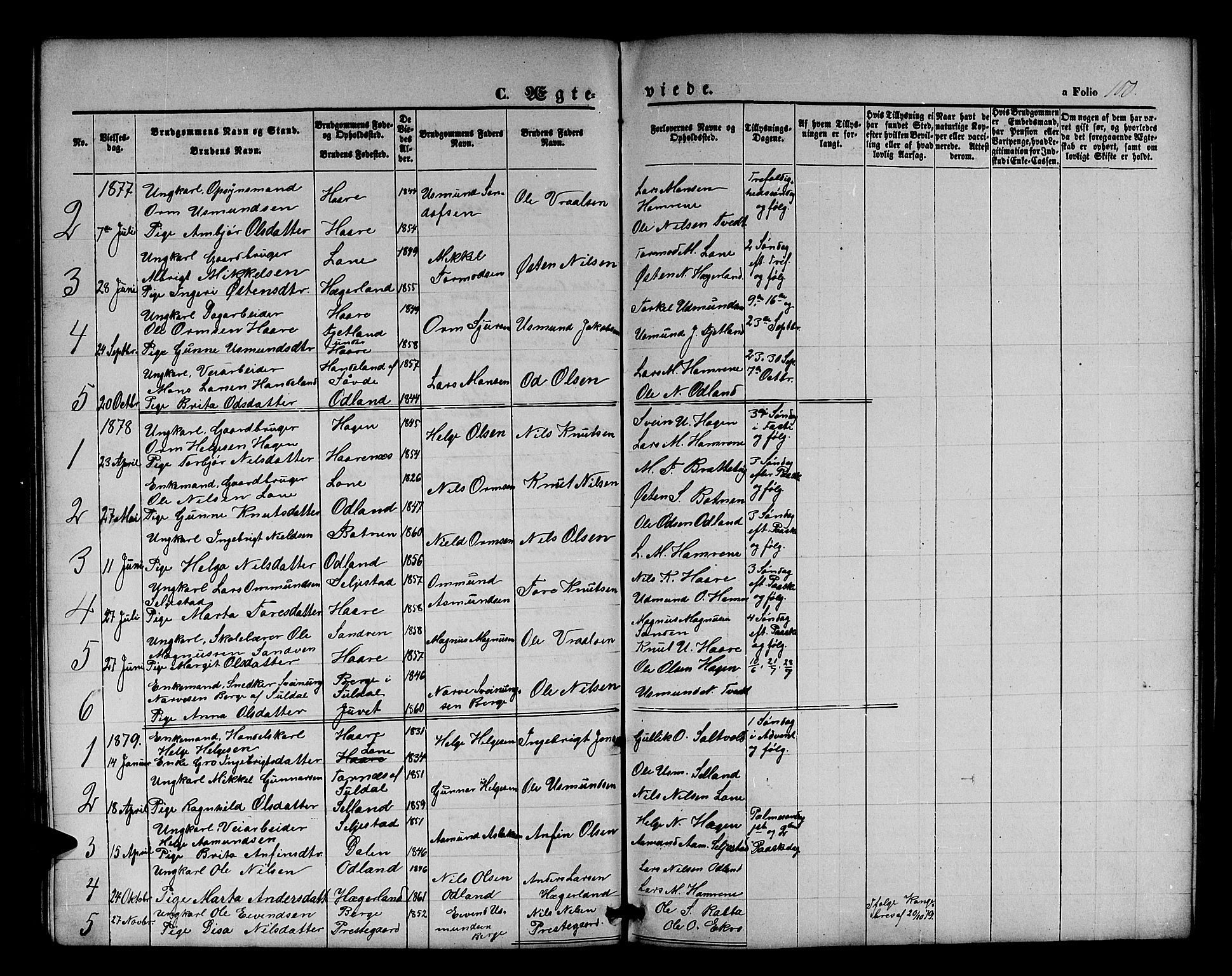 Røldal sokneprestembete, AV/SAB-A-100247: Klokkerbok nr. A 2, 1861-1886, s. 100