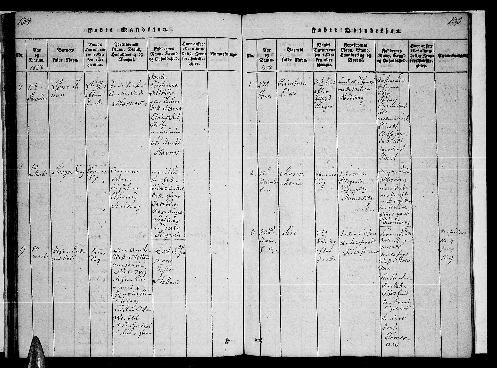 Ministerialprotokoller, klokkerbøker og fødselsregistre - Nordland, SAT/A-1459/859/L0855: Klokkerbok nr. 859C01, 1821-1839, s. 134-135