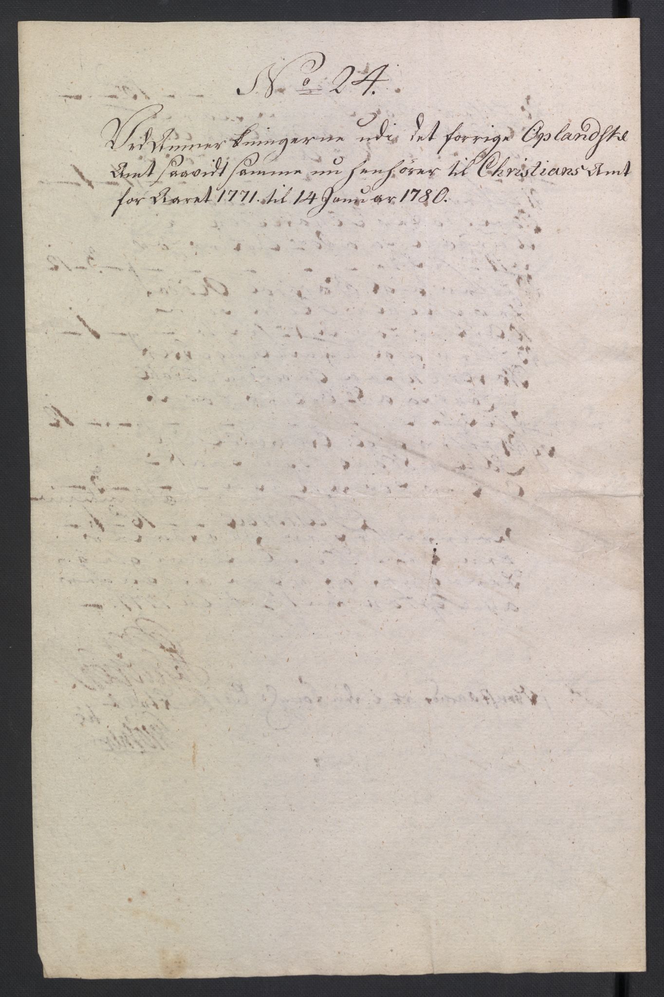 Rentekammeret inntil 1814, Reviderte regnskaper, Mindre regnskaper, AV/RA-EA-4068/Rb/L0014: Opplands amt, 1771-1779, s. 10