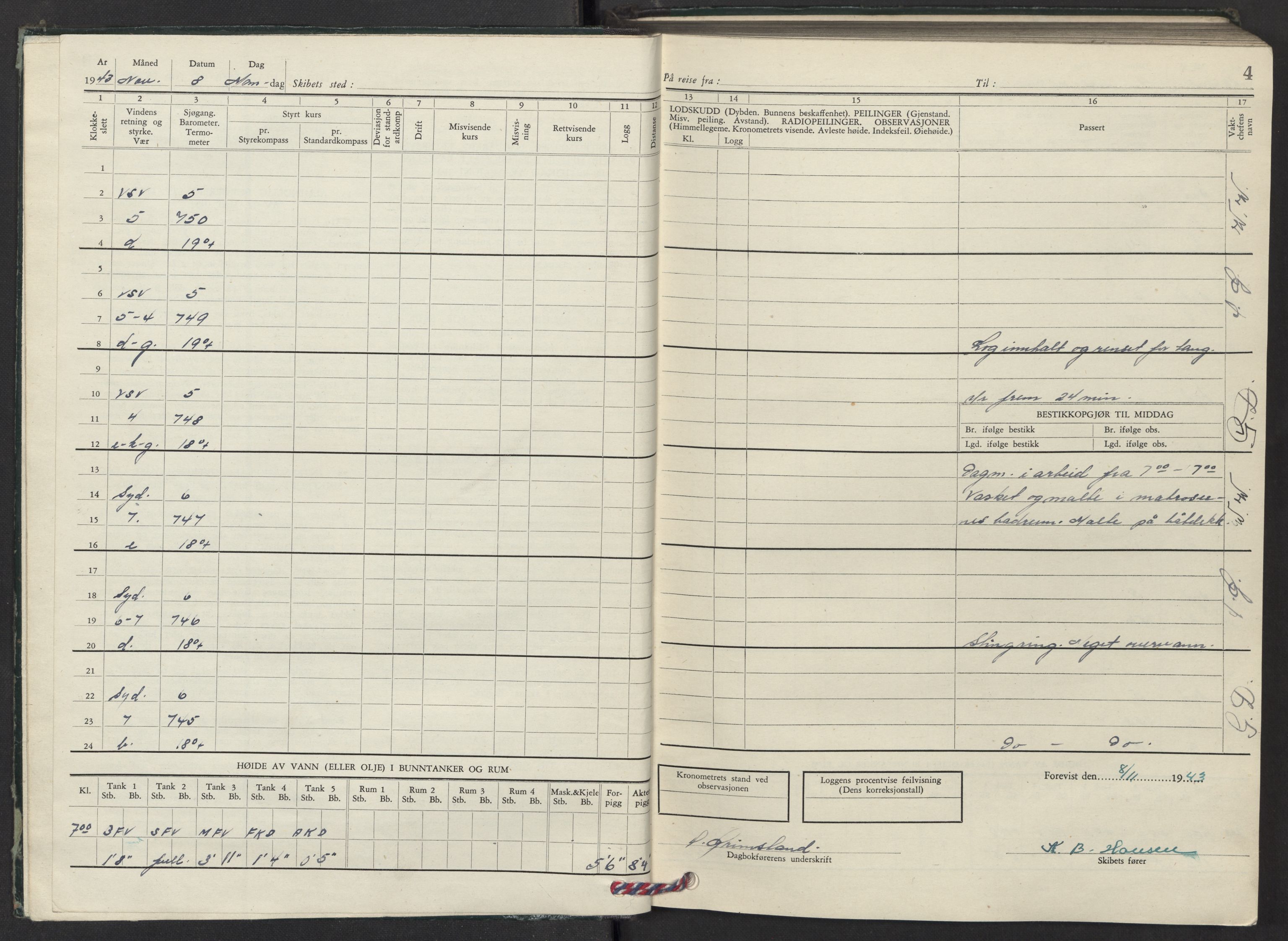 Nortraship, Skipsdagbøker, AV/RA-S-2168/F/L1361/0007: Boknr. 6693 - 7000 / Boknr. 6699 Spinnanger, 1943-1944