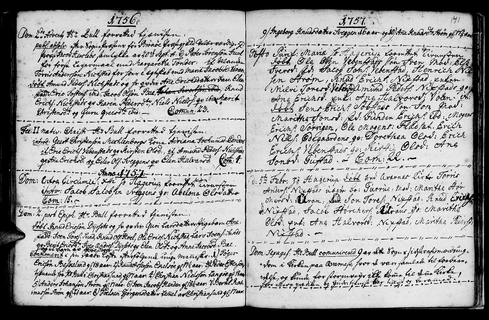 Ministerialprotokoller, klokkerbøker og fødselsregistre - Møre og Romsdal, AV/SAT-A-1454/569/L0815: Ministerialbok nr. 569A01, 1737-1759, s. 140-141