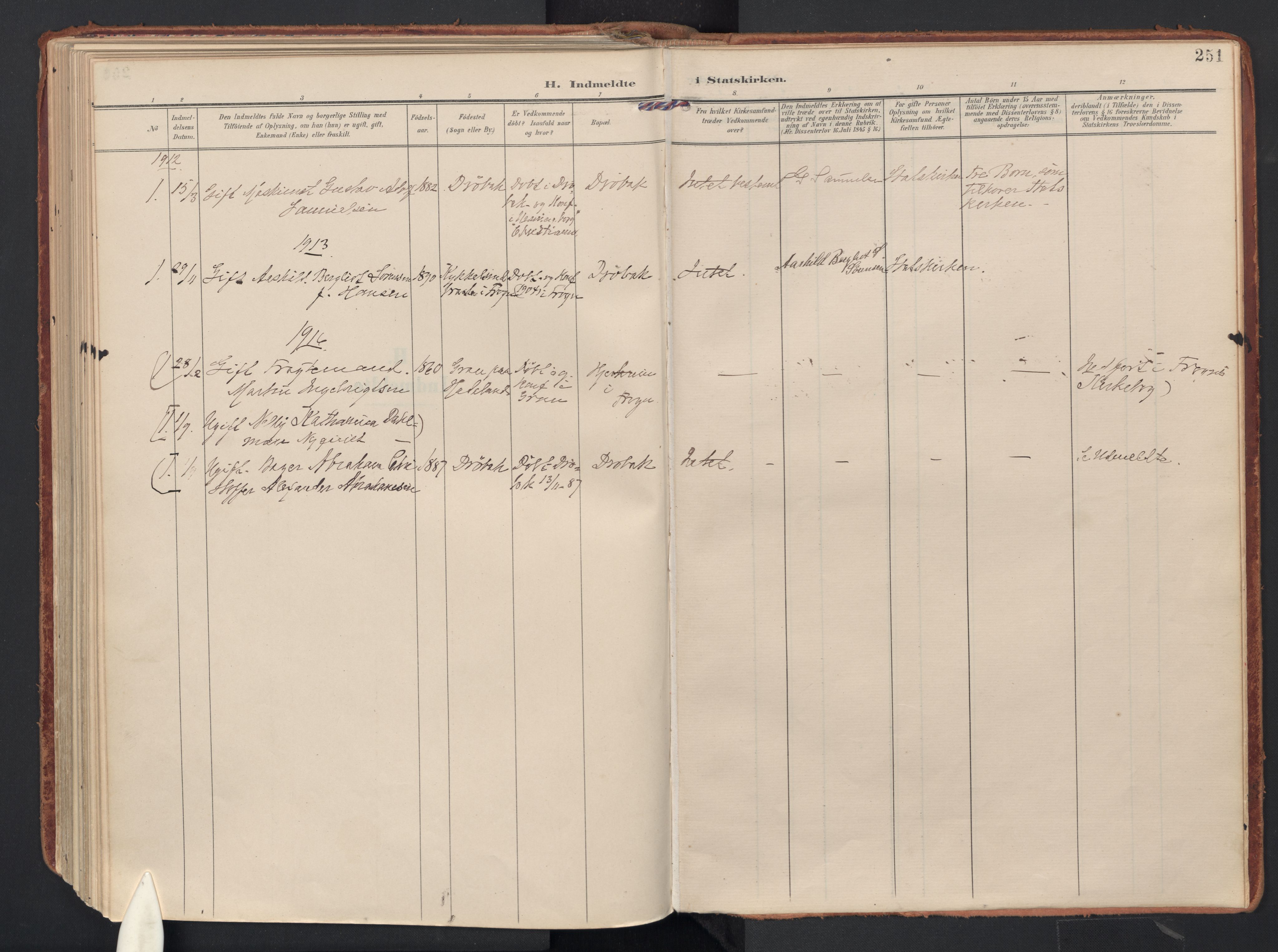 Drøbak prestekontor Kirkebøker, AV/SAO-A-10142a/F/Fb/L0003: Ministerialbok nr. II 3, 1897-1918, s. 251