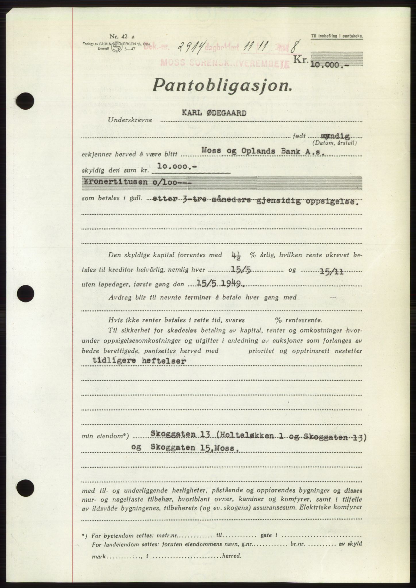 Moss sorenskriveri, AV/SAO-A-10168: Pantebok nr. B20, 1948-1948, Dagboknr: 2914/1948