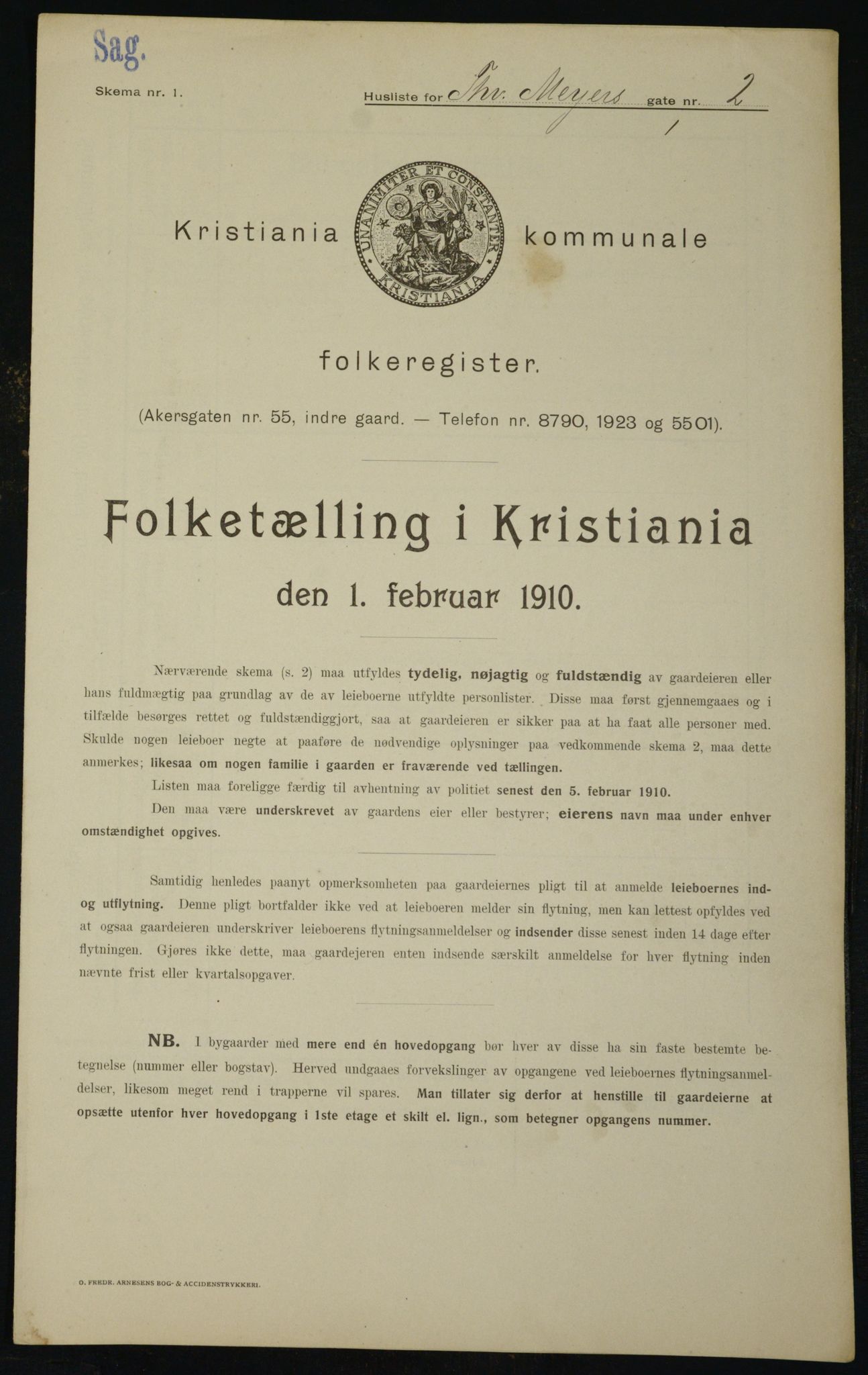 OBA, Kommunal folketelling 1.2.1910 for Kristiania, 1910, s. 103916