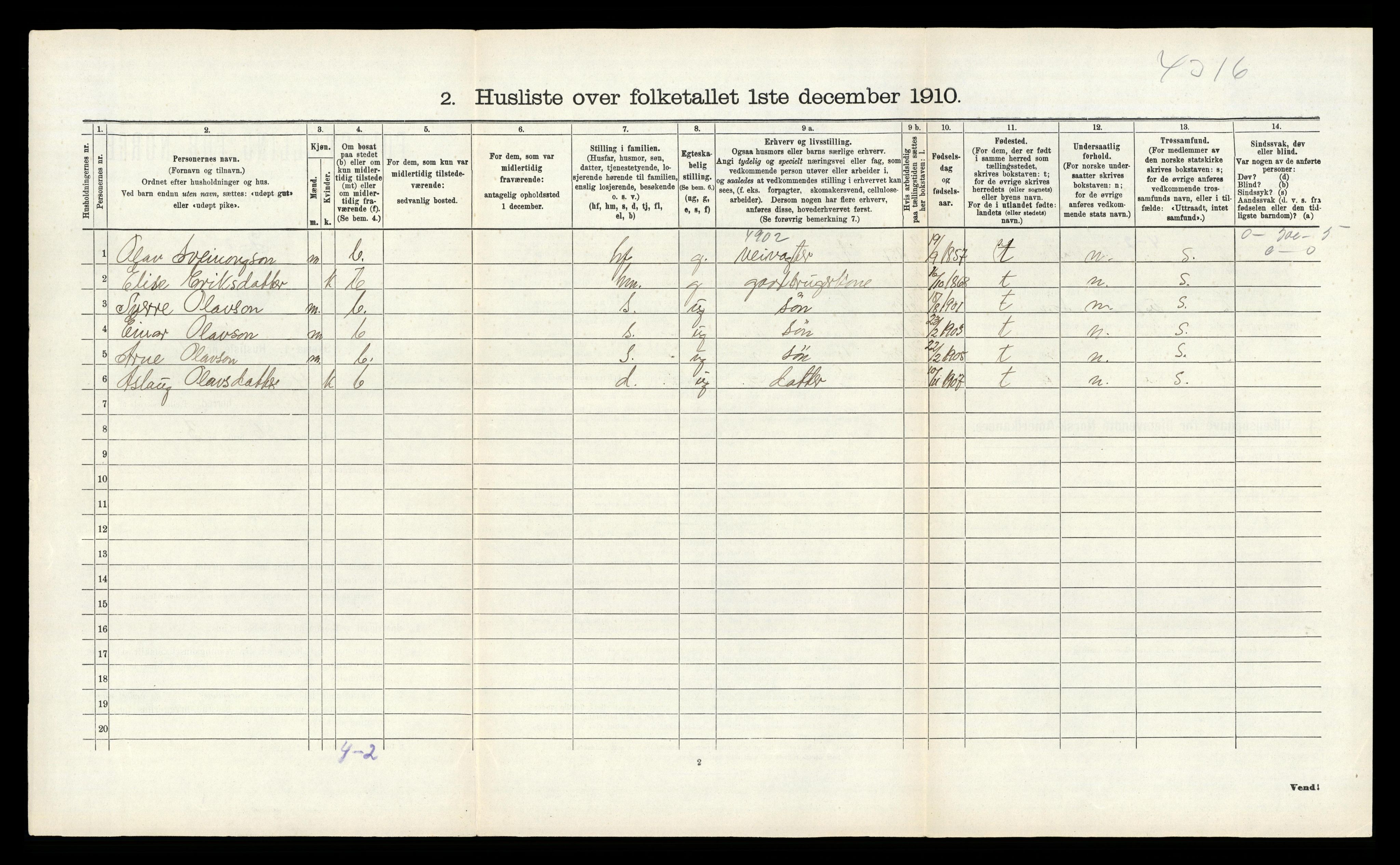 RA, Folketelling 1910 for 0829 Kviteseid herred, 1910, s. 527