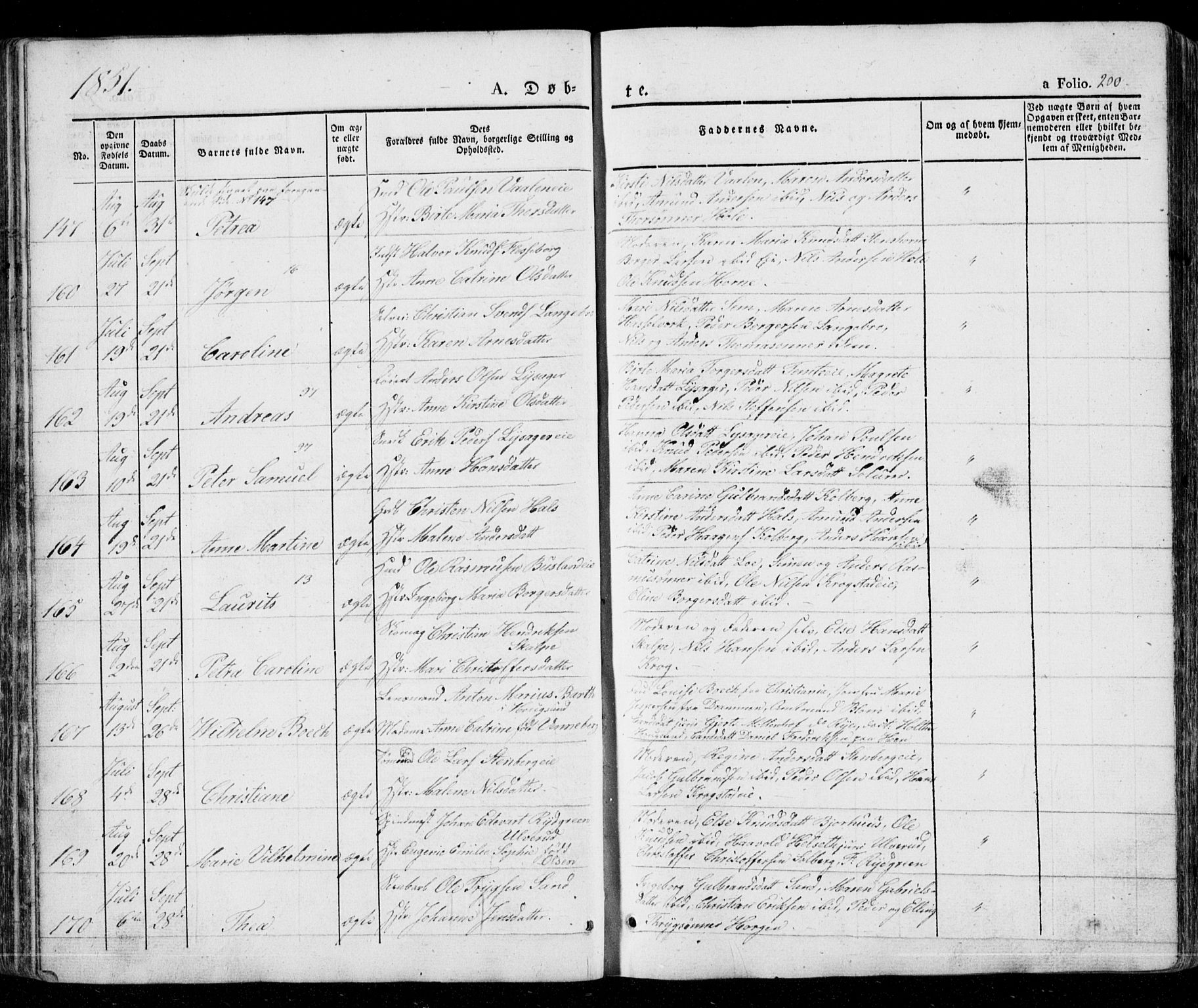 Eiker kirkebøker, AV/SAKO-A-4/G/Ga/L0002: Klokkerbok nr. I 2, 1832-1856, s. 200