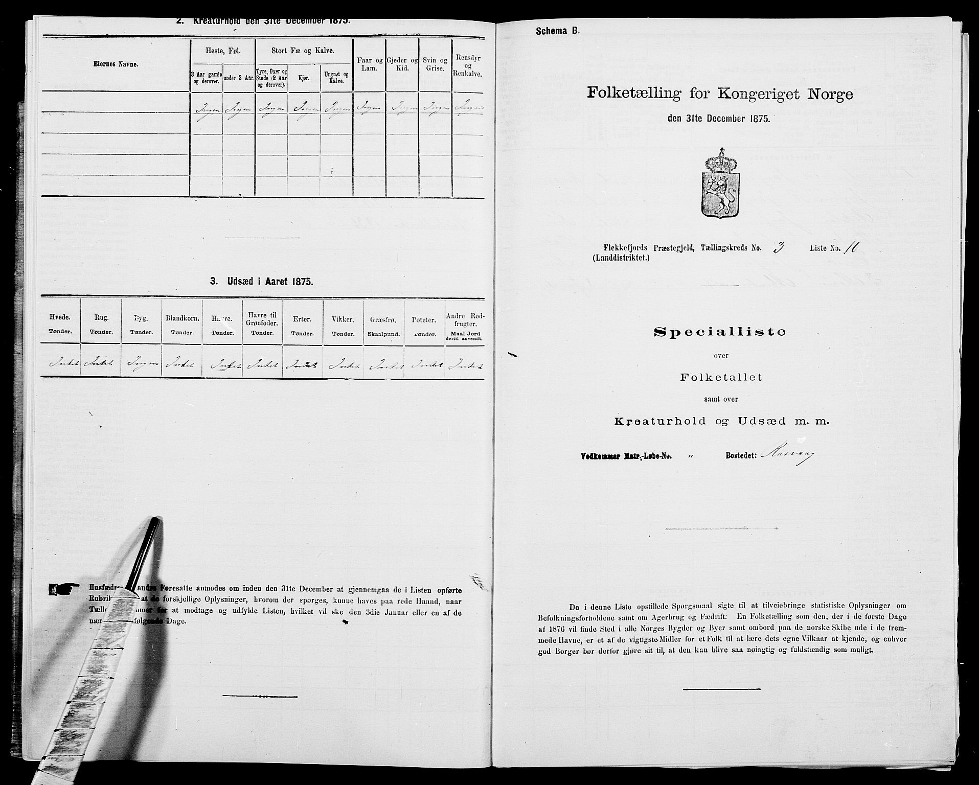 SAK, Folketelling 1875 for 1042L Flekkefjord prestegjeld, Nes sokn og Hidra sokn, 1875, s. 413