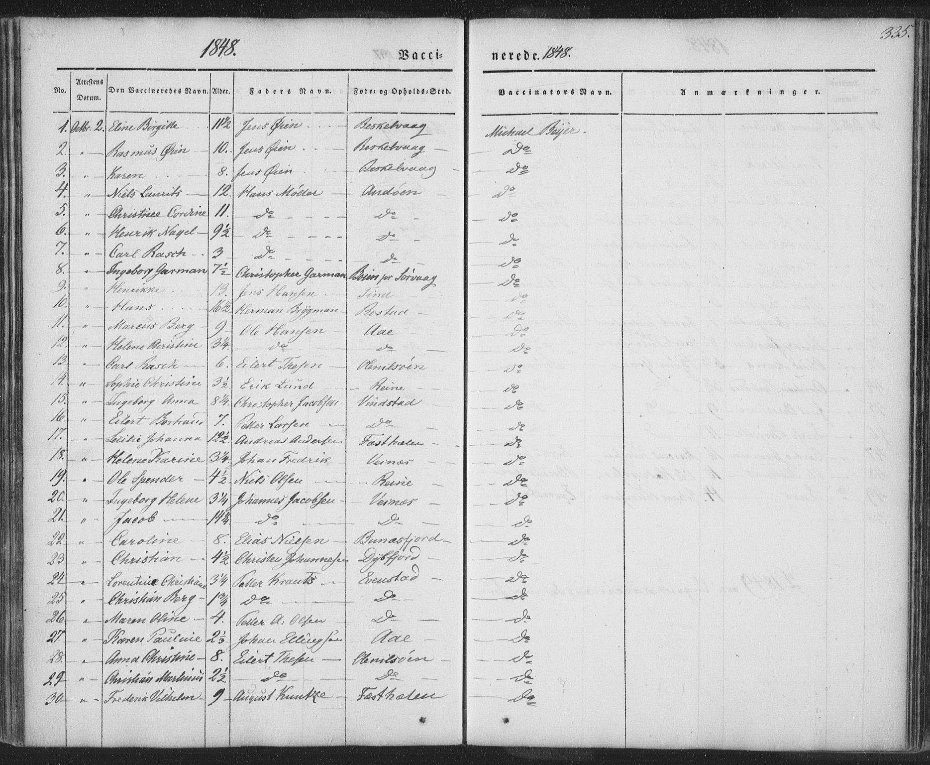 Ministerialprotokoller, klokkerbøker og fødselsregistre - Nordland, AV/SAT-A-1459/885/L1202: Ministerialbok nr. 885A03, 1838-1859, s. 335