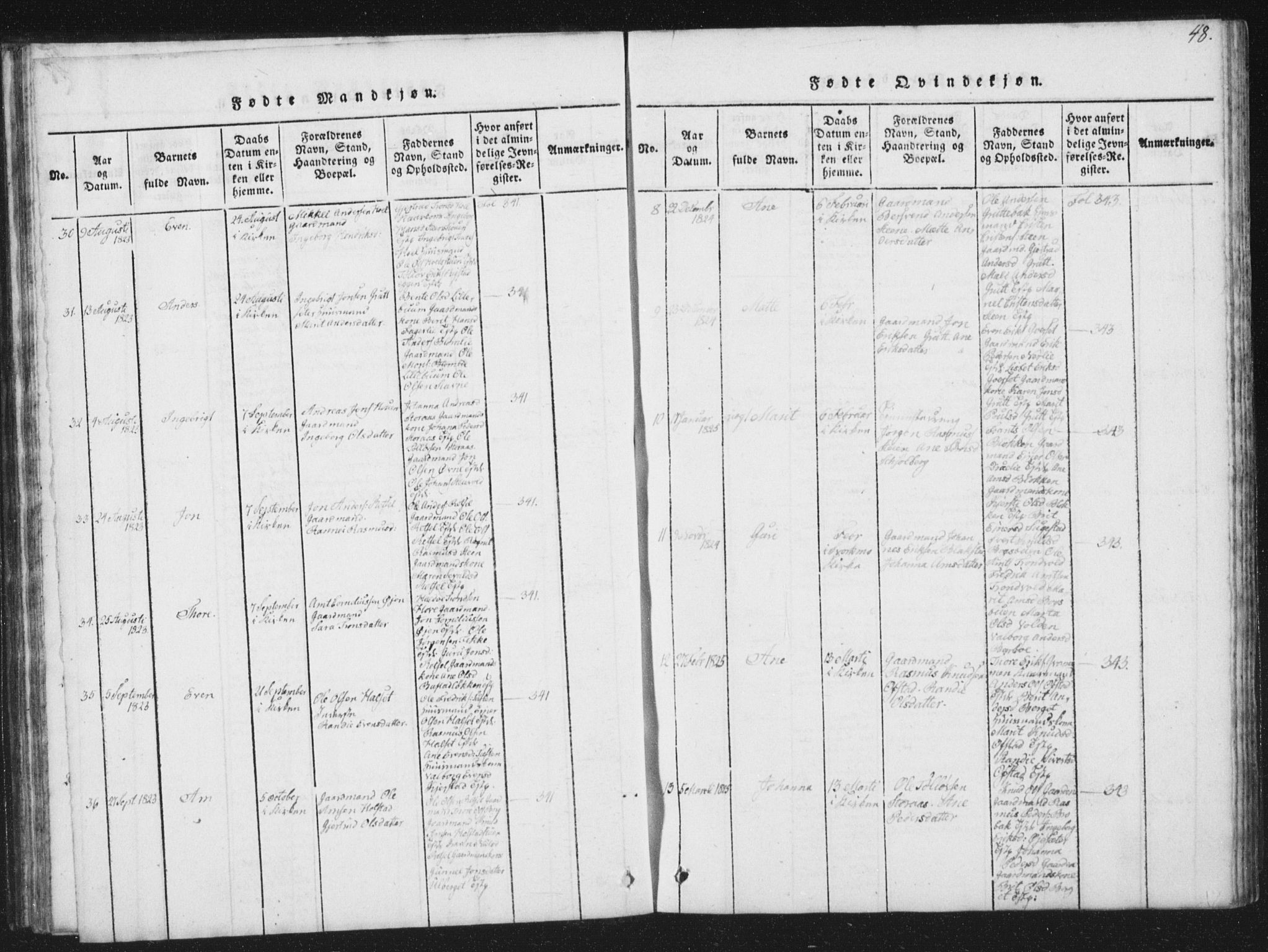 Ministerialprotokoller, klokkerbøker og fødselsregistre - Sør-Trøndelag, SAT/A-1456/672/L0862: Klokkerbok nr. 672C01, 1816-1831, s. 48
