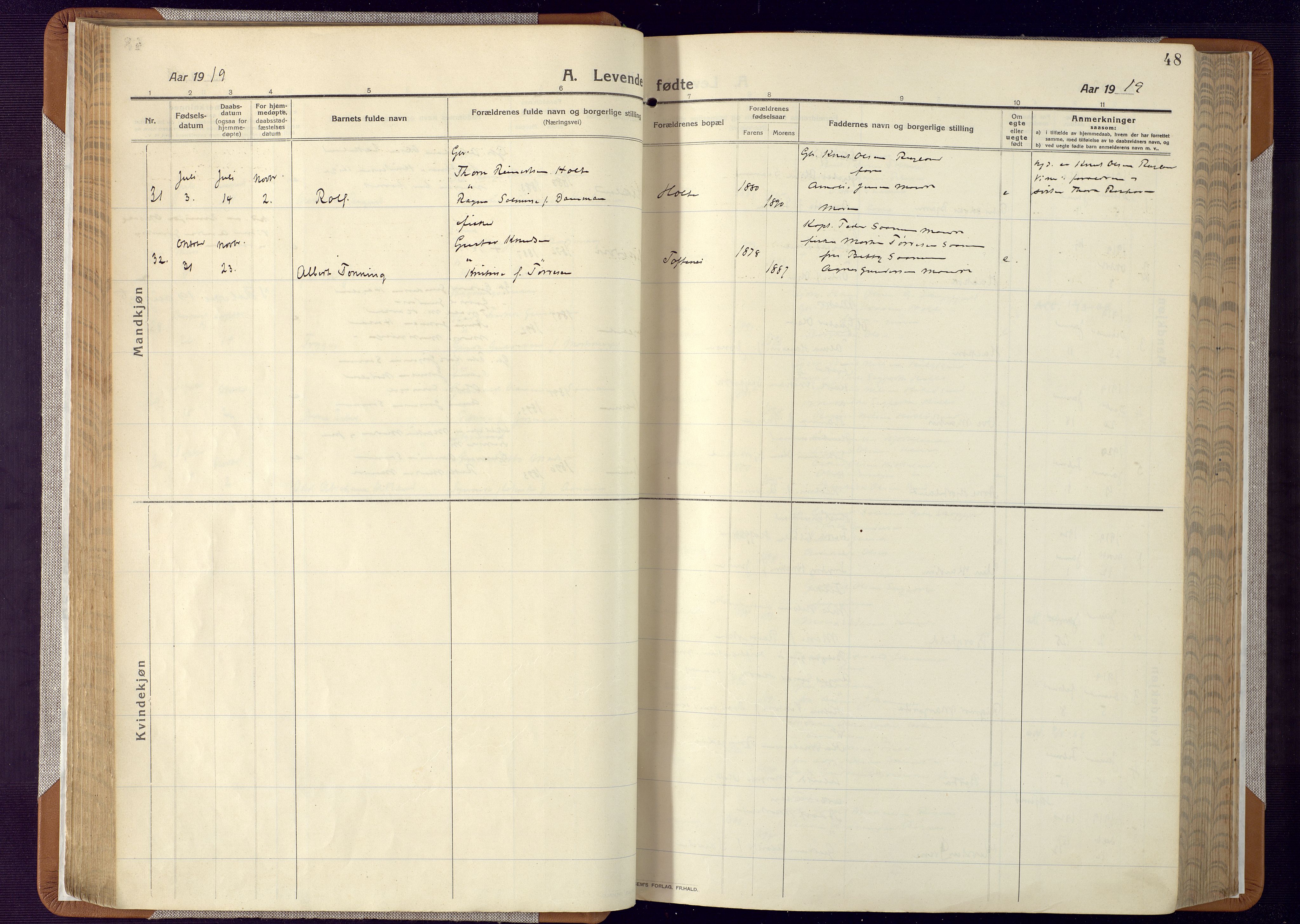 Mandal sokneprestkontor, SAK/1111-0030/F/Fa/Faa/L0022: Ministerialbok nr. A 22, 1913-1925, s. 48