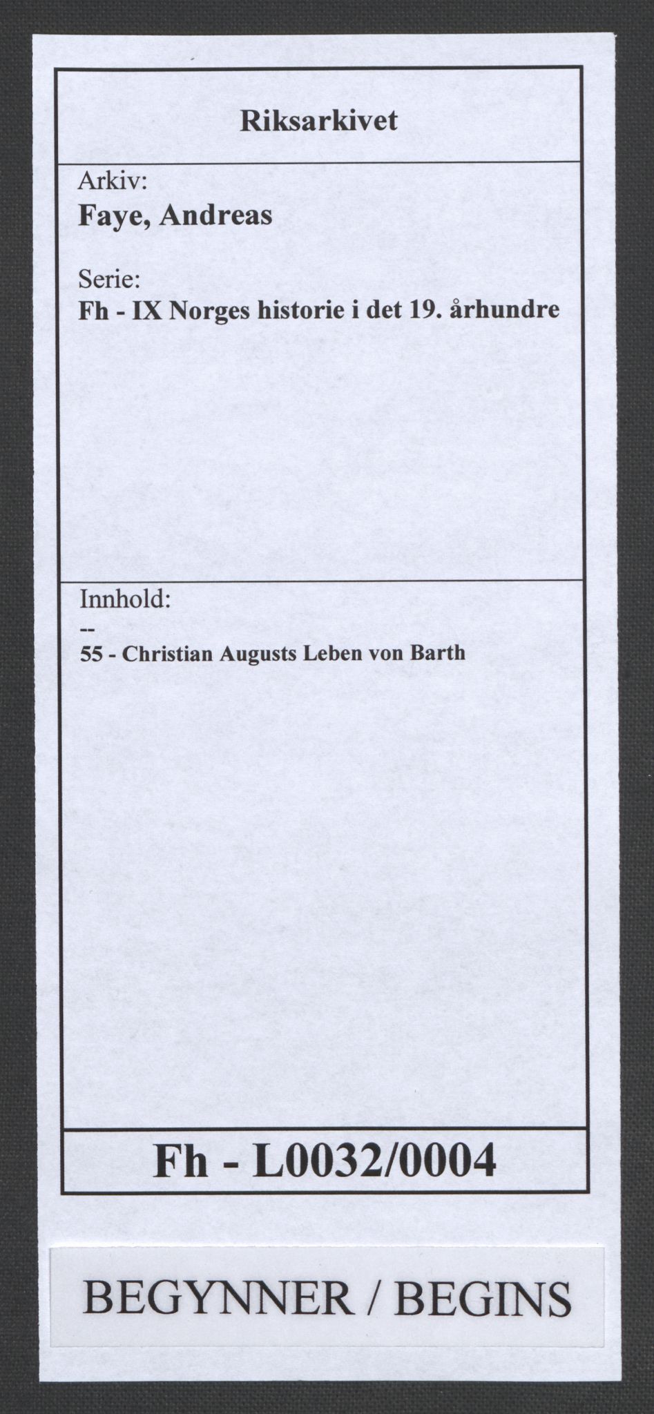 Faye, Andreas, RA/PA-0015/F/Fh/L0032/0004: -- / Christian Augusts Leben von Barth, s. 1