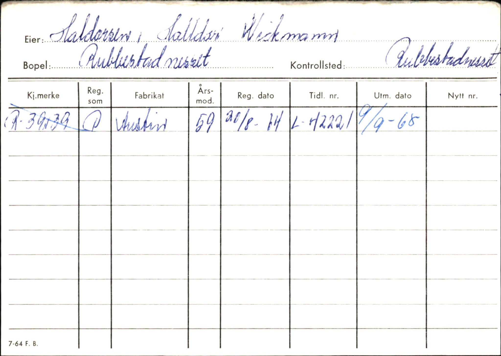 Statens vegvesen, Hordaland vegkontor, AV/SAB-A-5201/2/Ha/L0018: R-eierkort H, 1920-1971, s. 19