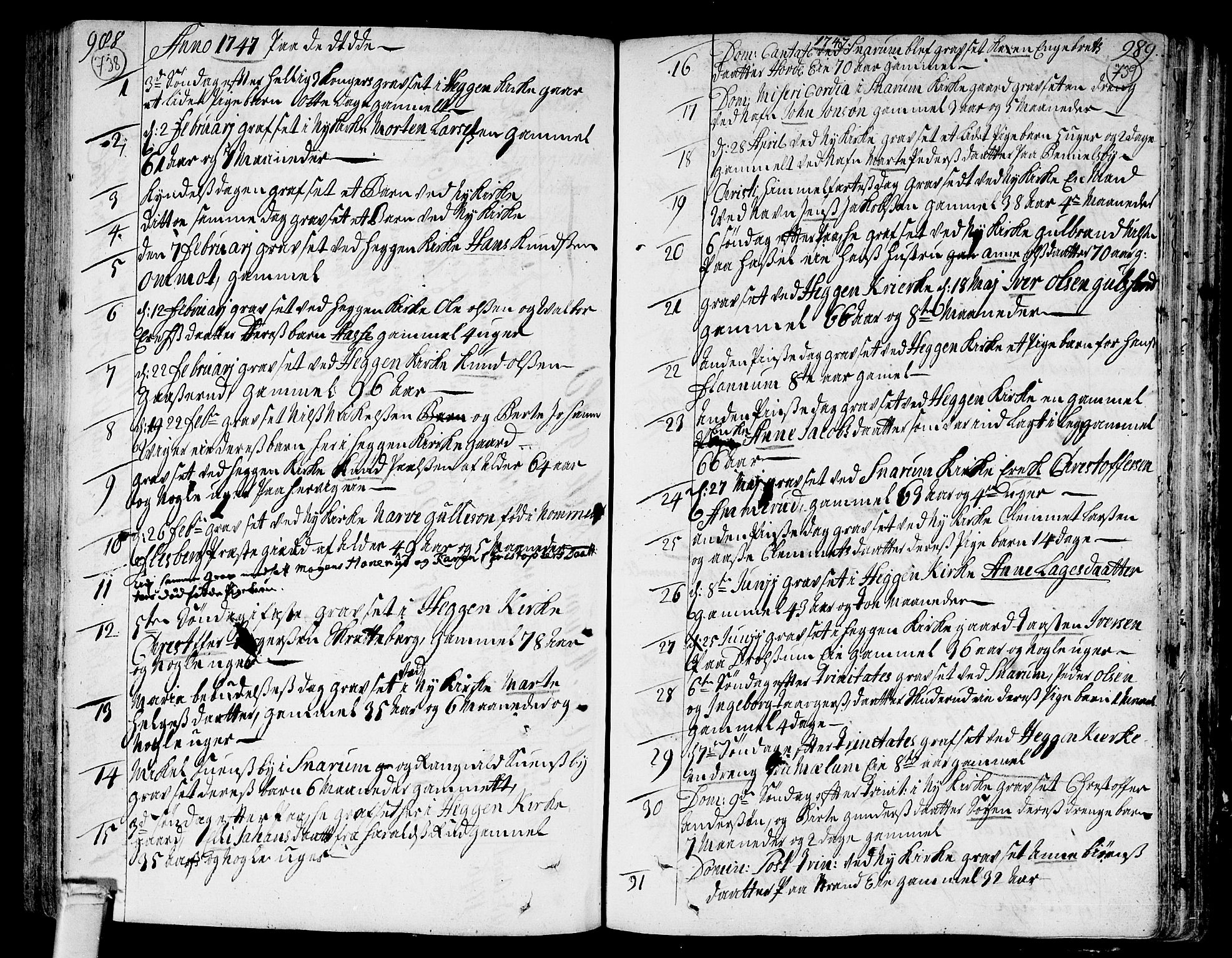 Modum kirkebøker, AV/SAKO-A-234/F/Fa/L0002: Ministerialbok nr. 2, 1741-1782, s. 738-739