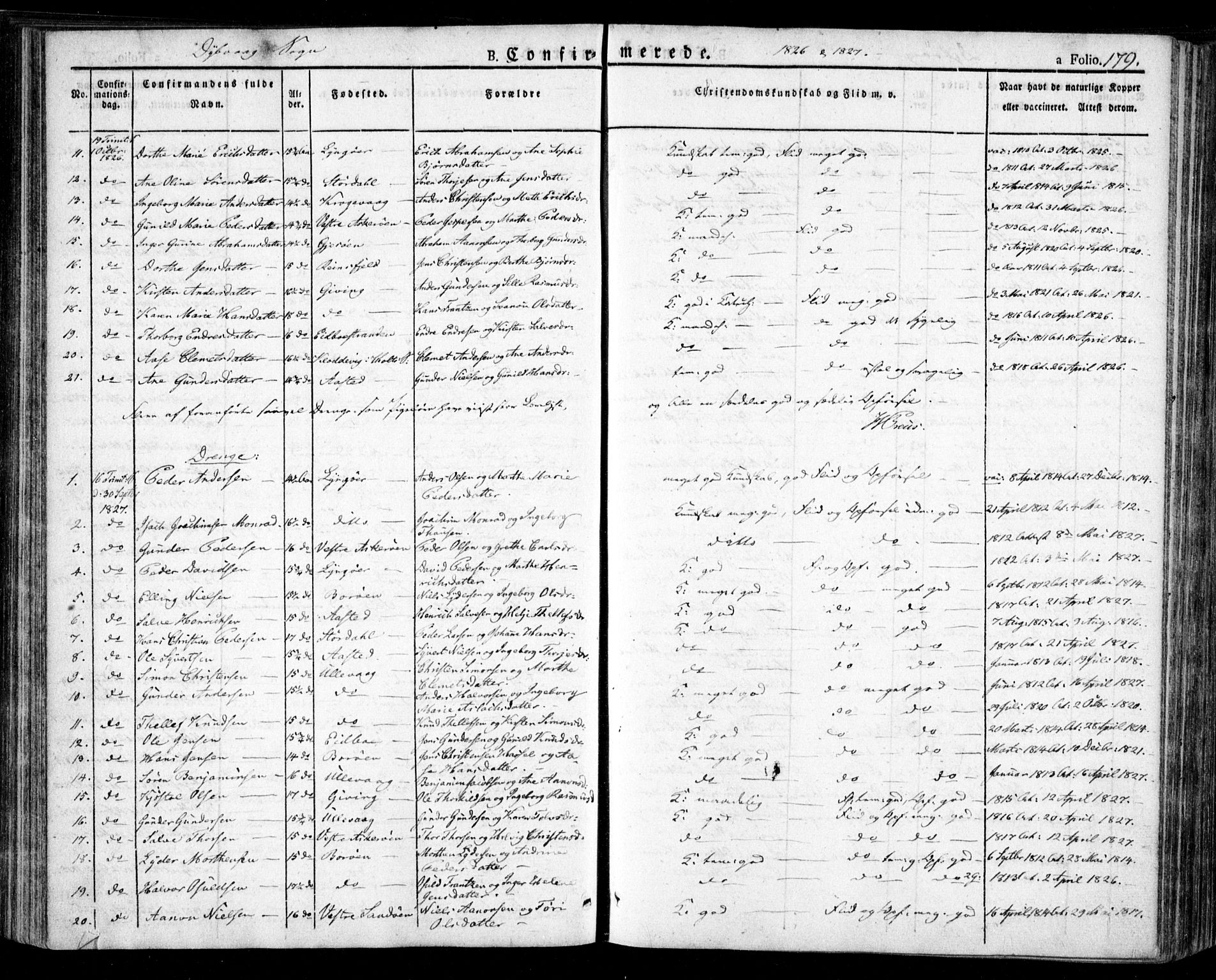 Dypvåg sokneprestkontor, AV/SAK-1111-0007/F/Fa/Faa/L0004: Ministerialbok nr. A 4, 1824-1840, s. 179