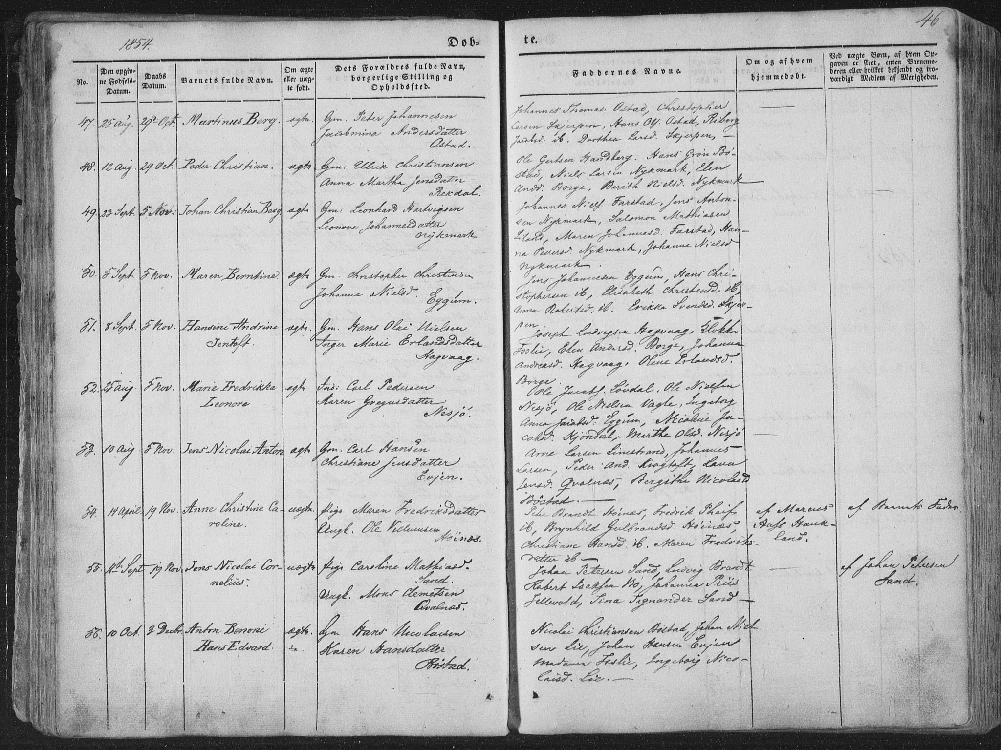Ministerialprotokoller, klokkerbøker og fødselsregistre - Nordland, AV/SAT-A-1459/880/L1131: Ministerialbok nr. 880A05, 1844-1868, s. 46