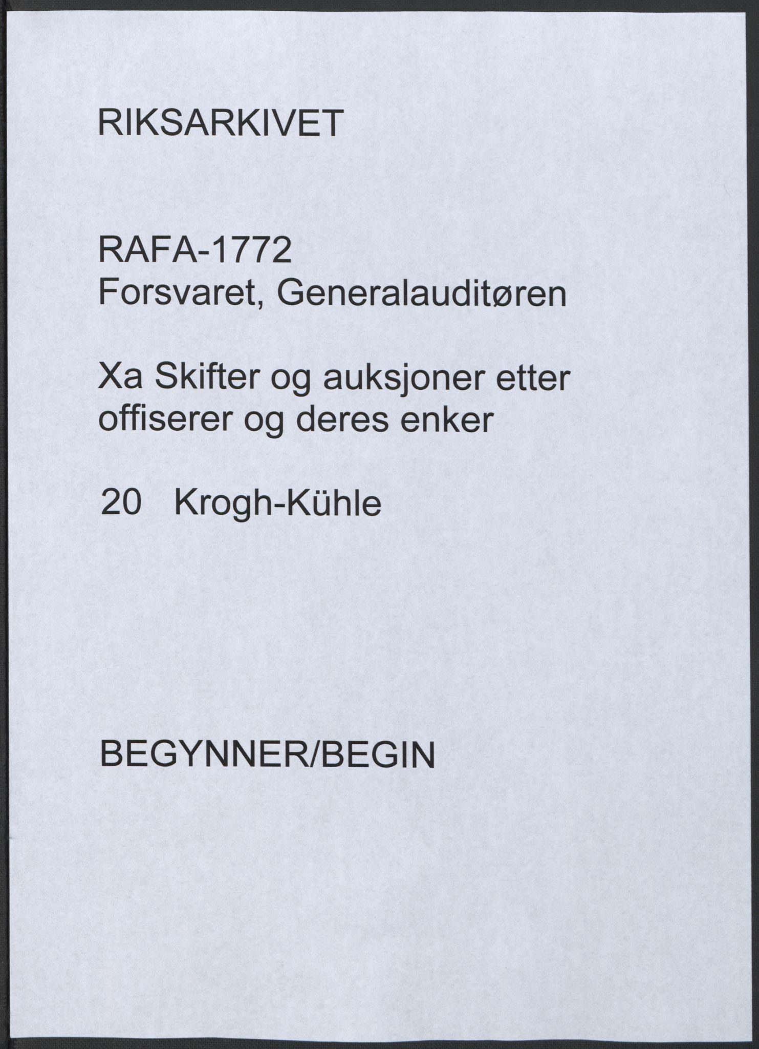Forsvaret, Generalauditøren, RA/RAFA-1772/F/Fj/Fja/L0020: --, 1746-1820, s. 1