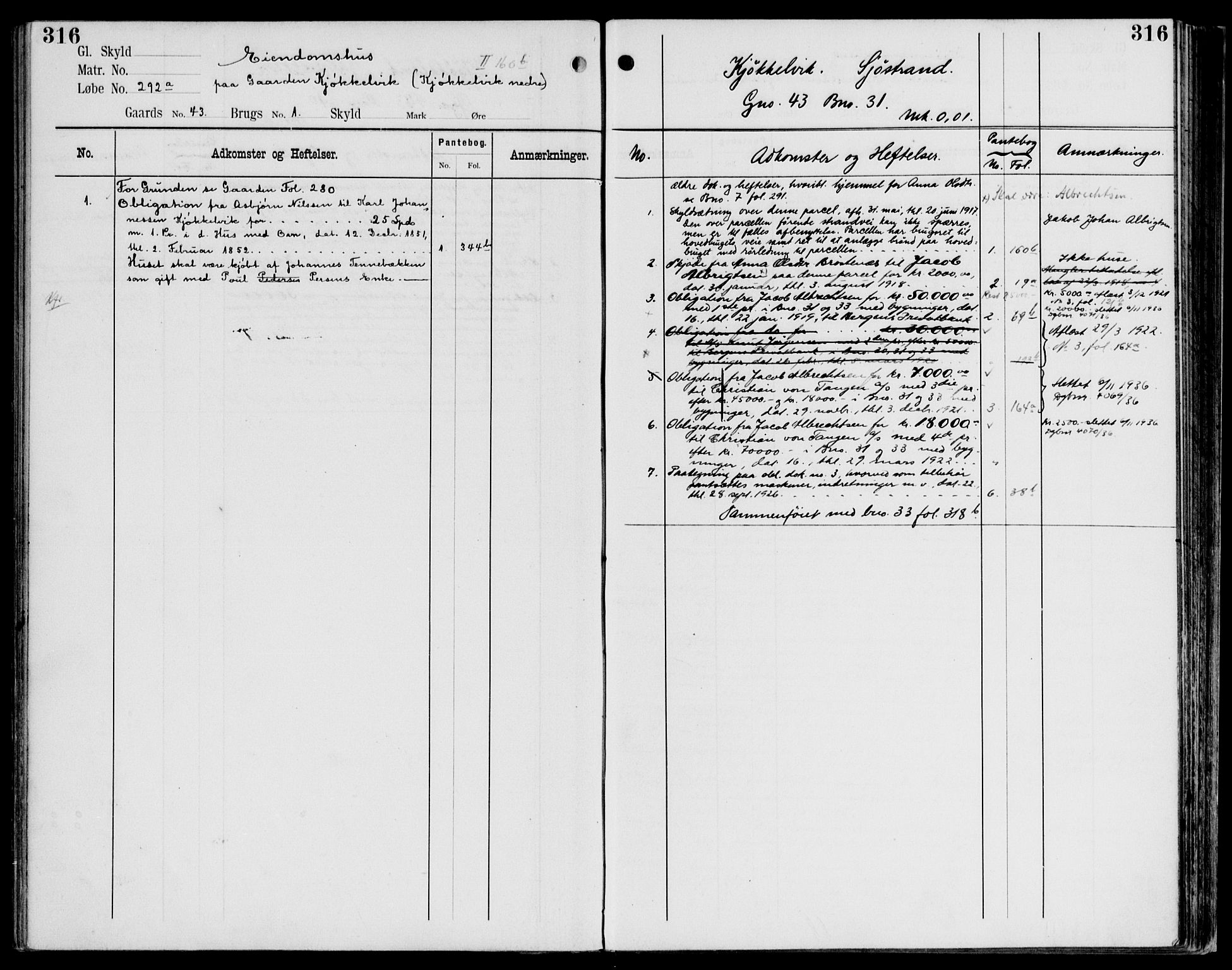 Midhordland sorenskriveri, AV/SAB-A-3001/1/G/Ga/Gab/L0107: Panteregister nr. II.A.b.107, s. 316