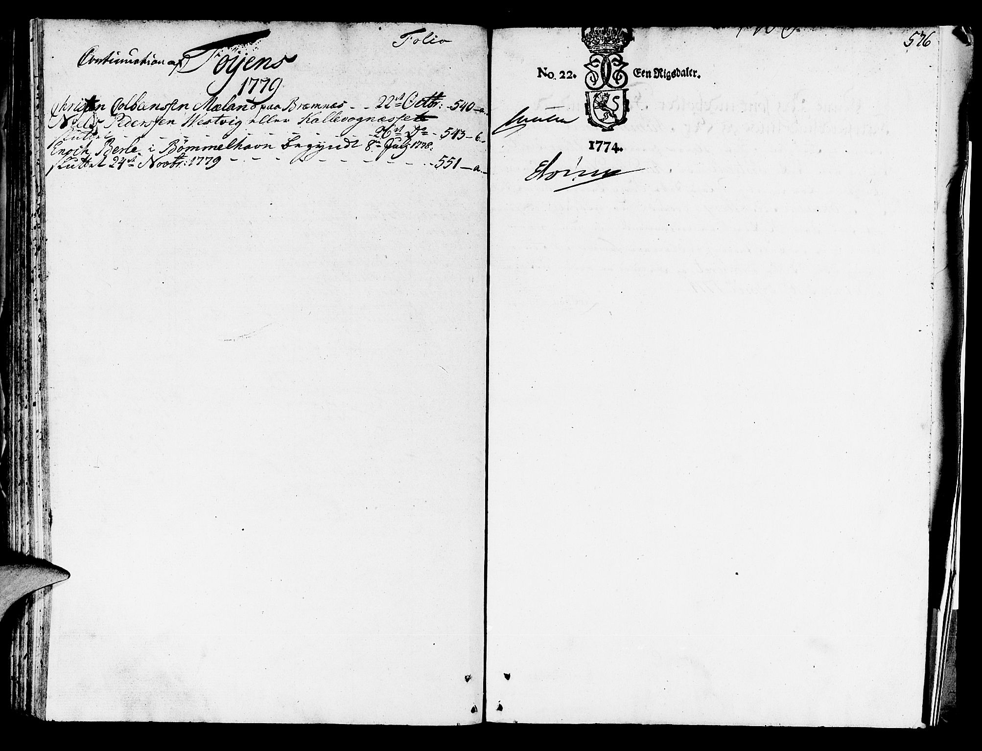 Sunnhordland sorenskrivar, SAB/A-2401/1/H/Ha/Haa/L0008: Skifteprotokollar. Register i protokoll, 1773-1780, s. 575b-576a