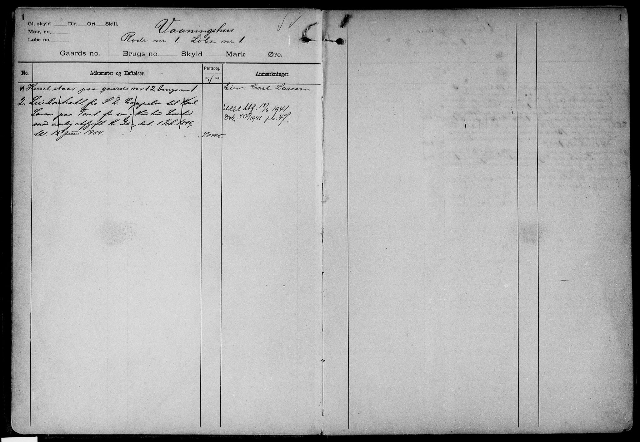 Nedre Telemark sorenskriveri, AV/SAKO-A-135/G/Gb/Gbg/L0004: Panteregister nr. VII 4, s. 1