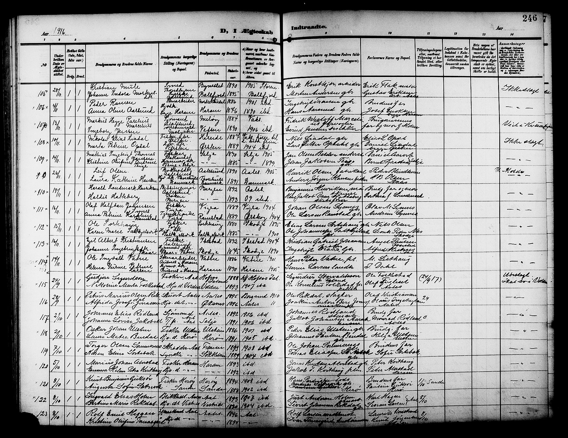 Ministerialprotokoller, klokkerbøker og fødselsregistre - Møre og Romsdal, AV/SAT-A-1454/529/L0470: Klokkerbok nr. 529C07, 1907-1917, s. 246