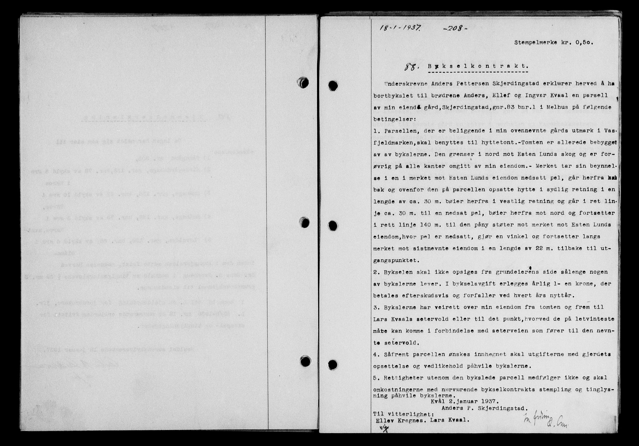 Gauldal sorenskriveri, SAT/A-0014/1/2/2C/L0046: Pantebok nr. 49-50, 1936-1937, Dagboknr: 88/1937