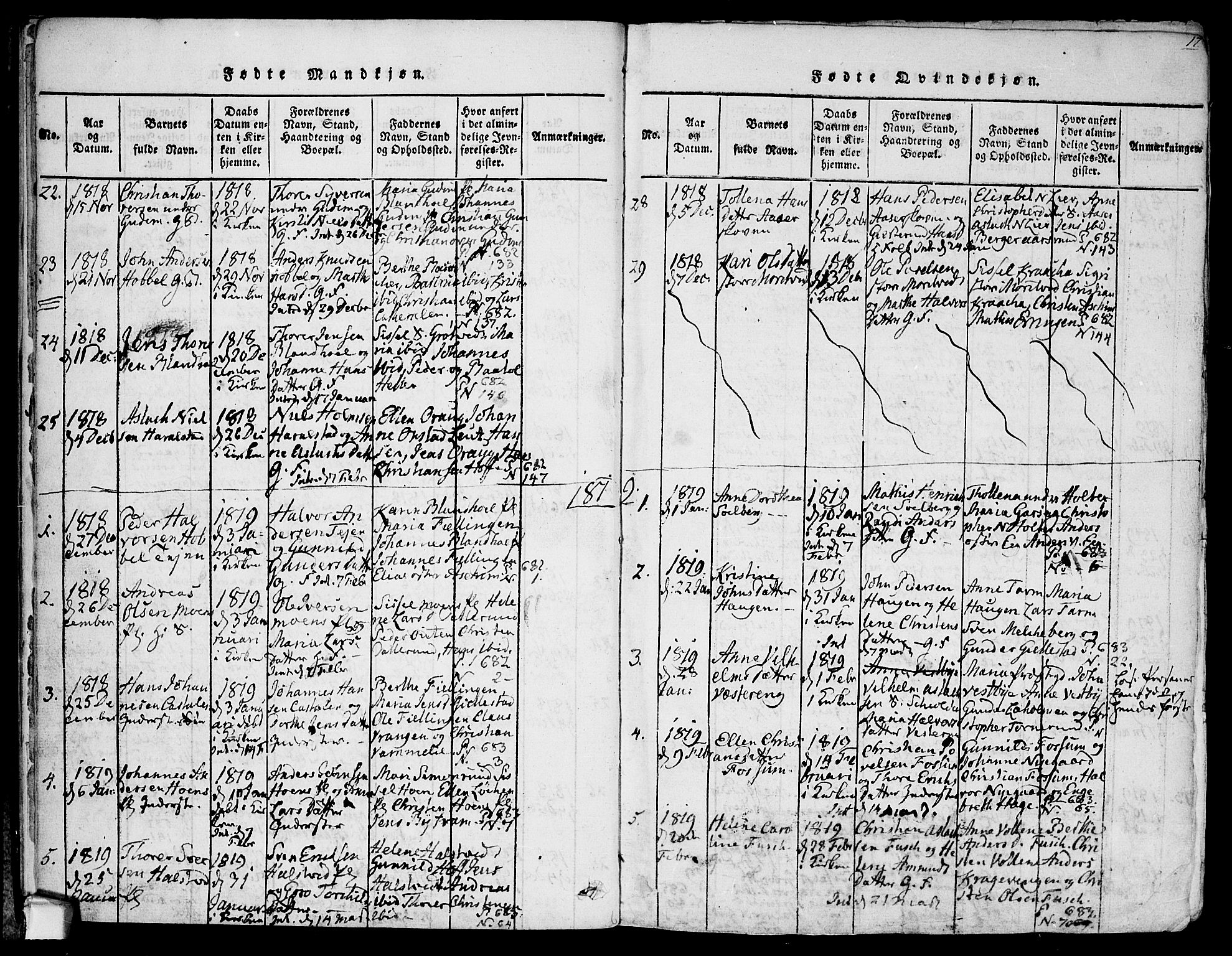 Askim prestekontor Kirkebøker, AV/SAO-A-10900/F/Fa/L0004: Ministerialbok nr. 4, 1817-1846, s. 16-17