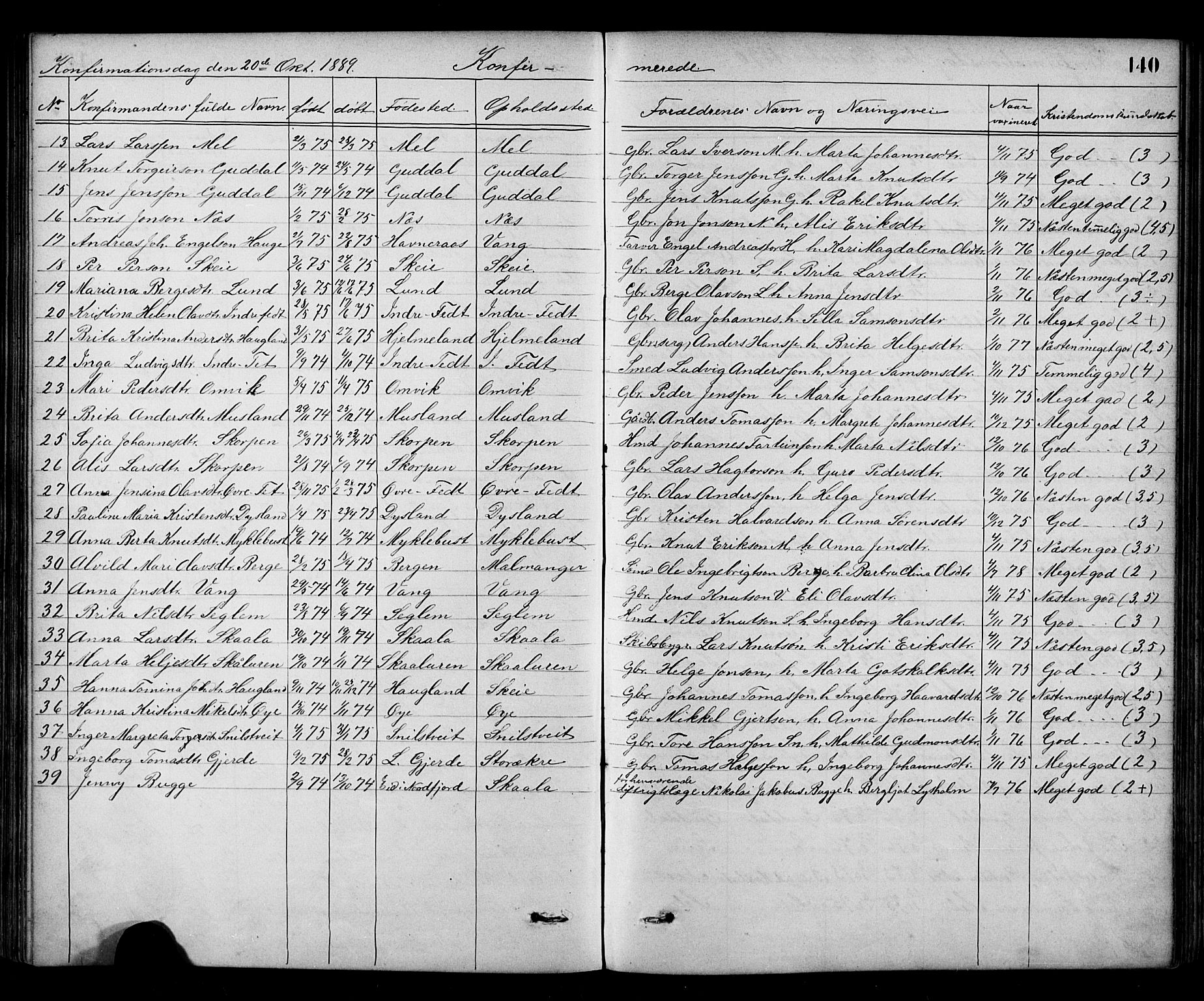 Kvinnherad sokneprestembete, AV/SAB-A-76401/H/Hab: Klokkerbok nr. A 2, 1873-1900, s. 140