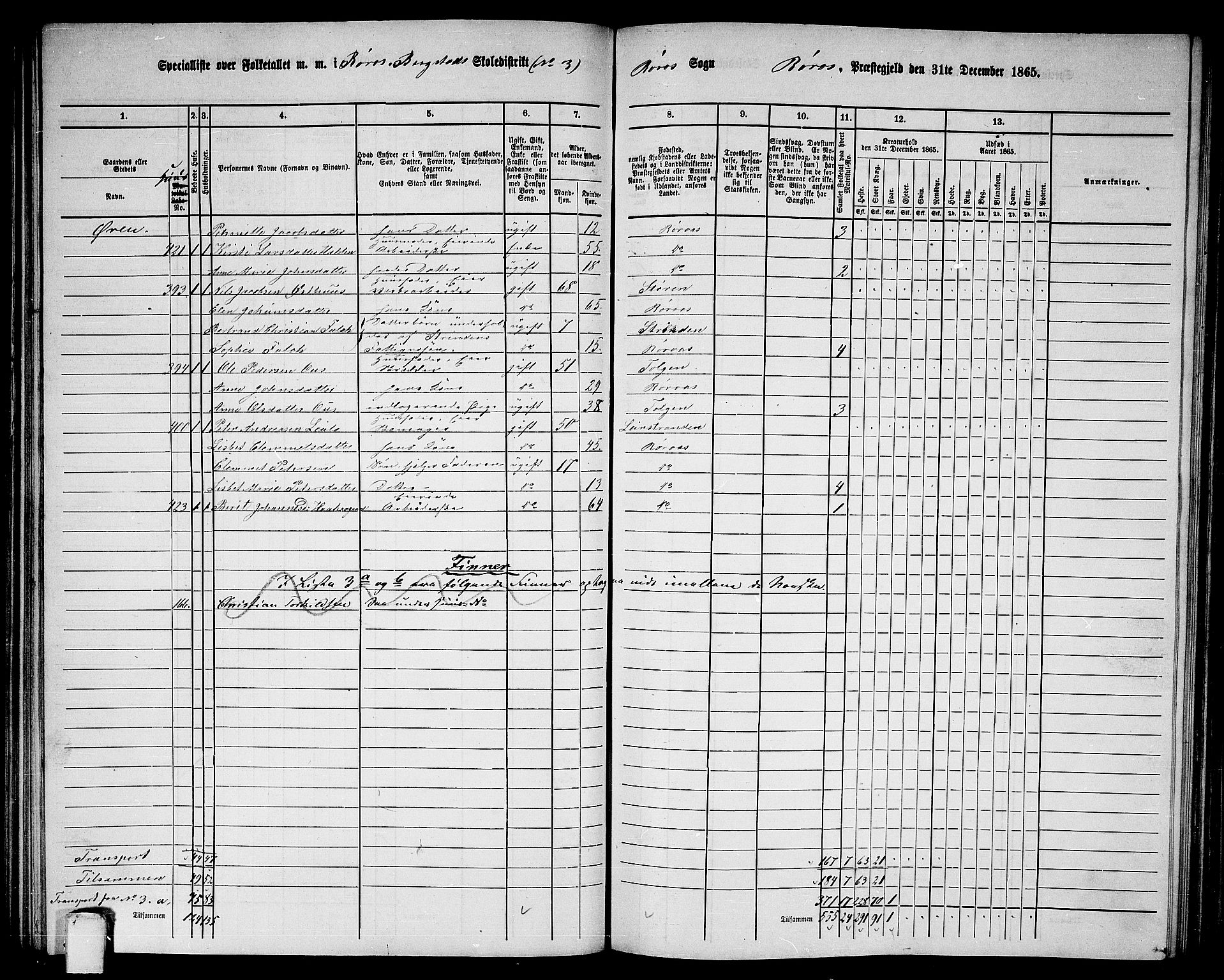 RA, Folketelling 1865 for 1640P Røros prestegjeld, 1865, s. 72