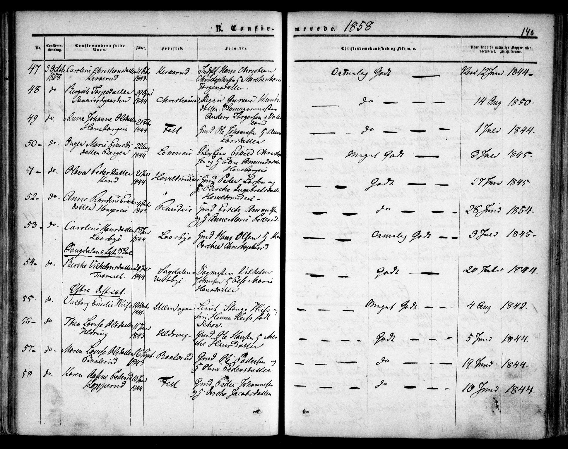 Skedsmo prestekontor Kirkebøker, AV/SAO-A-10033a/F/Fa/L0010: Ministerialbok nr. I 10, 1854-1865, s. 140