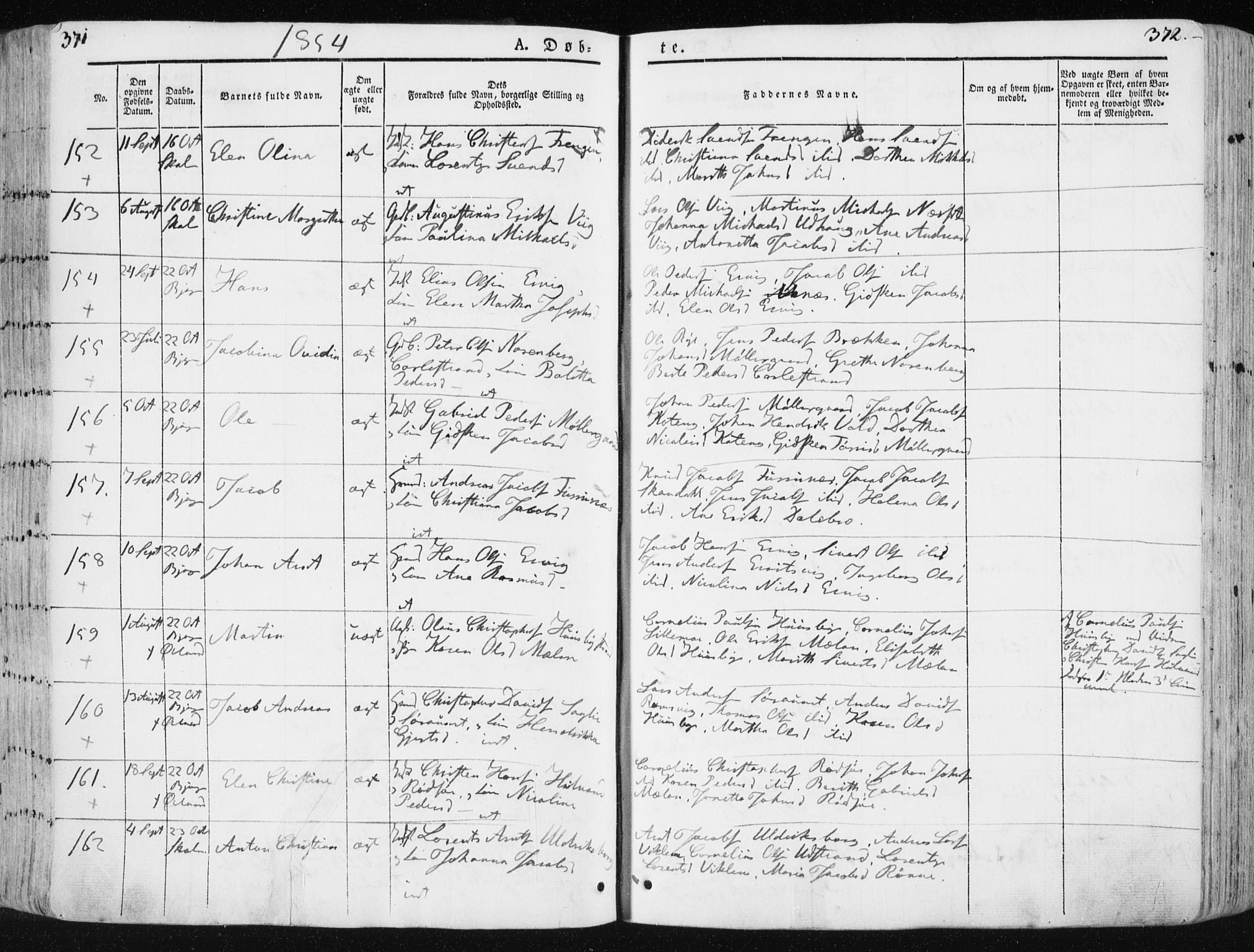 Ministerialprotokoller, klokkerbøker og fødselsregistre - Sør-Trøndelag, SAT/A-1456/659/L0736: Ministerialbok nr. 659A06, 1842-1856, s. 371-372