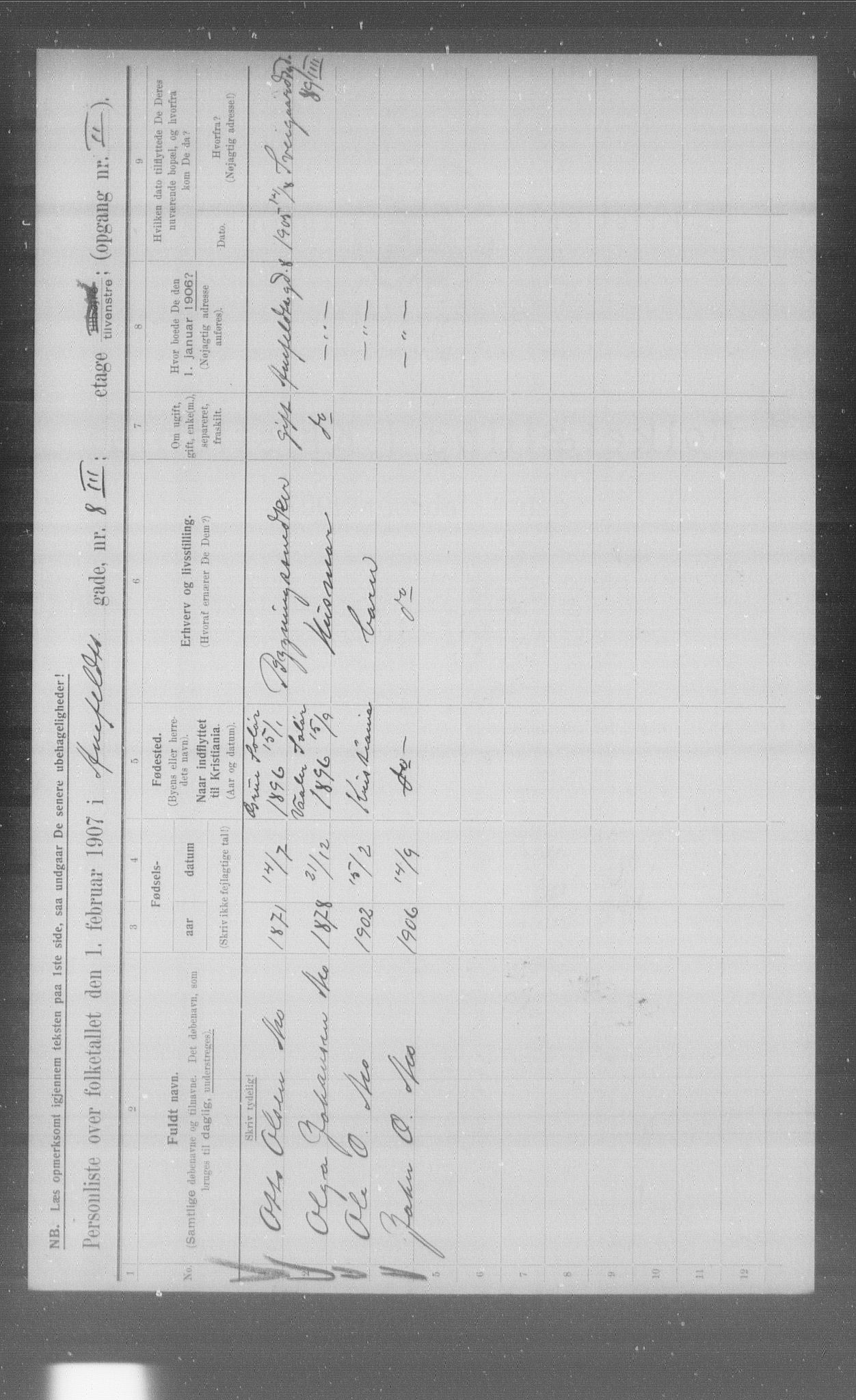 OBA, Kommunal folketelling 1.2.1907 for Kristiania kjøpstad, 1907, s. 679