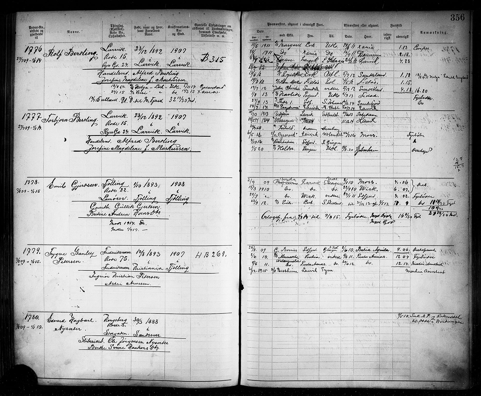 Larvik innrulleringskontor, AV/SAKO-A-787/F/Fb/L0002: Annotasjonsrulle, 1897-1917, s. 359