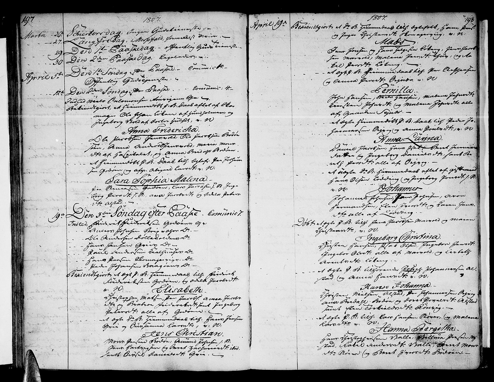 Ministerialprotokoller, klokkerbøker og fødselsregistre - Nordland, AV/SAT-A-1459/801/L0004: Ministerialbok nr. 801A04, 1796-1817, s. 197-198