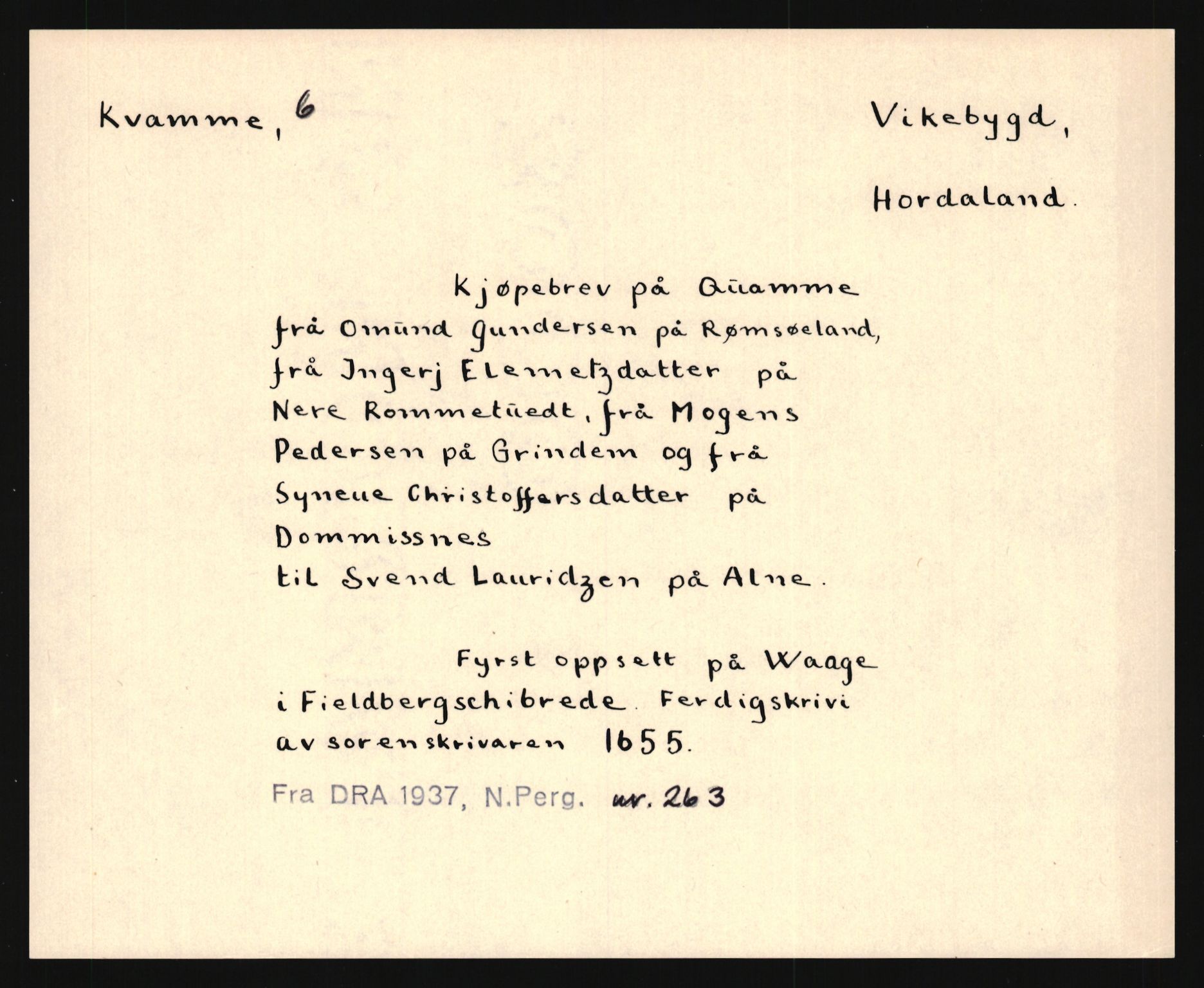 Riksarkivets diplomsamling, AV/RA-EA-5965/F35/F35e/L0028: Registreringssedler Hordaland 1, 1400-1700, s. 217