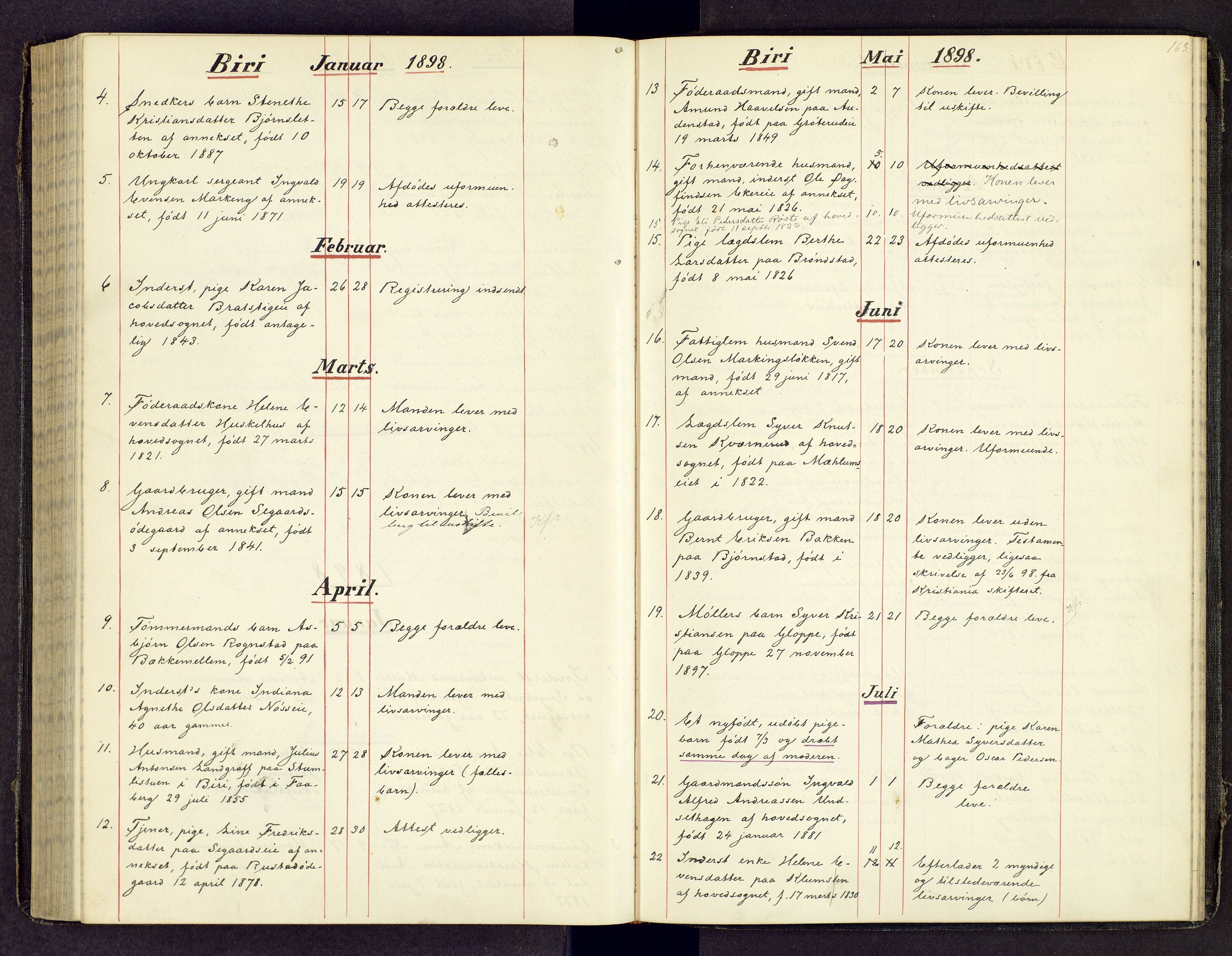 Toten tingrett, AV/SAH-TING-006/J/Jl/L0003: Dødsfallsjournal, 1893-1908, s. 162b-163a
