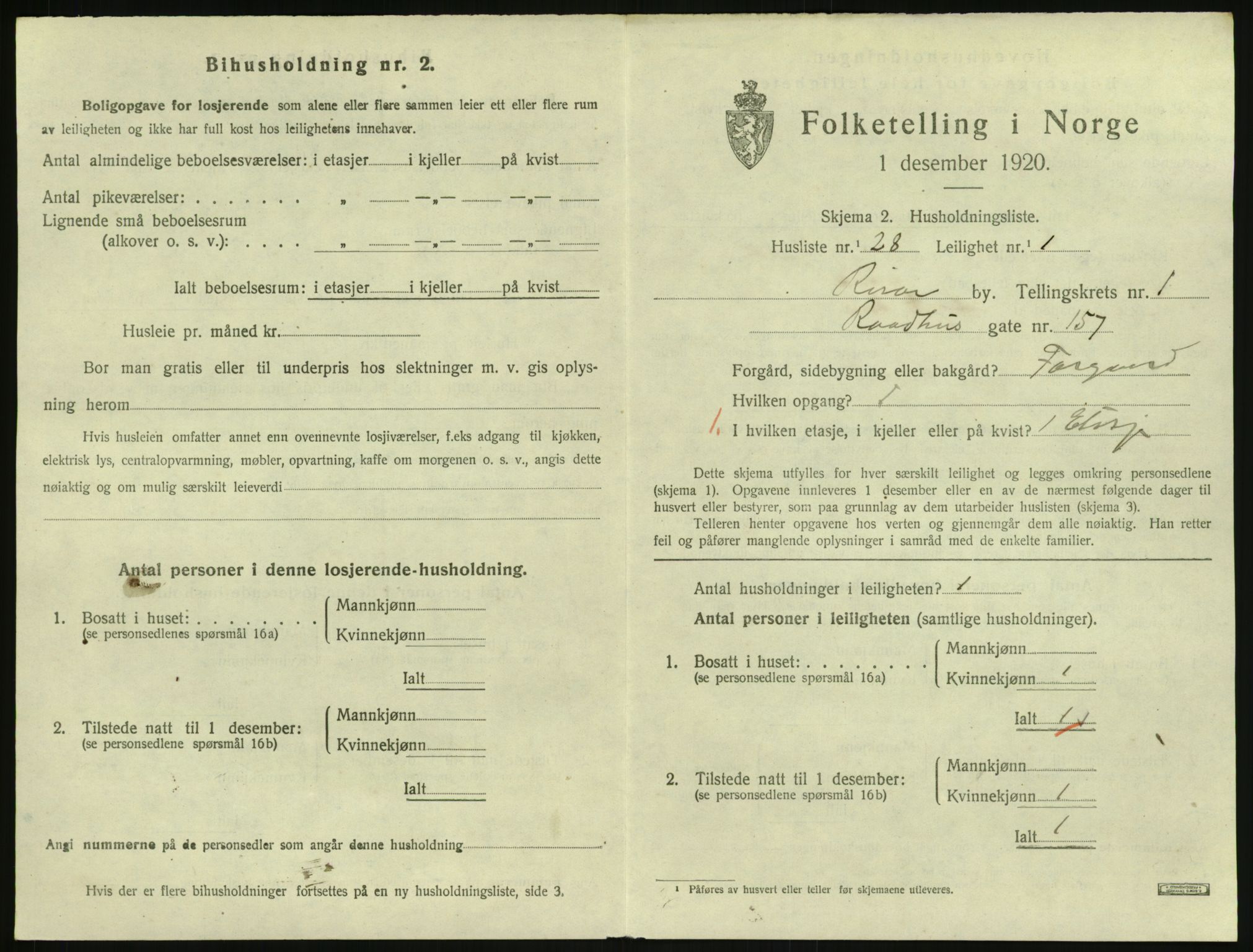 SAK, Folketelling 1920 for 0901 Risør kjøpstad, 1920, s. 1415