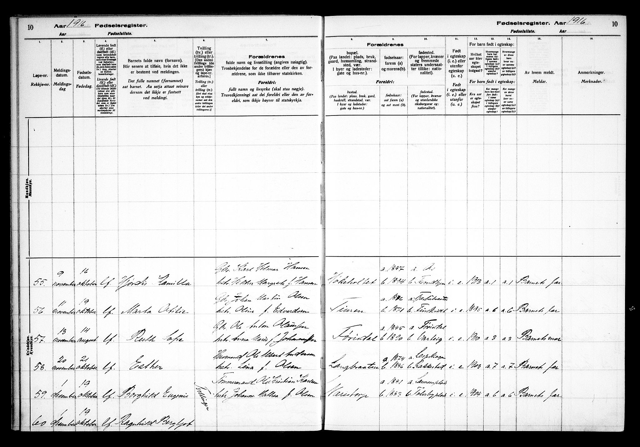 Rakkestad prestekontor Kirkebøker, SAO/A-2008/J/Ja/L0001: Fødselsregister nr. I 1, 1916-1936, s. 10