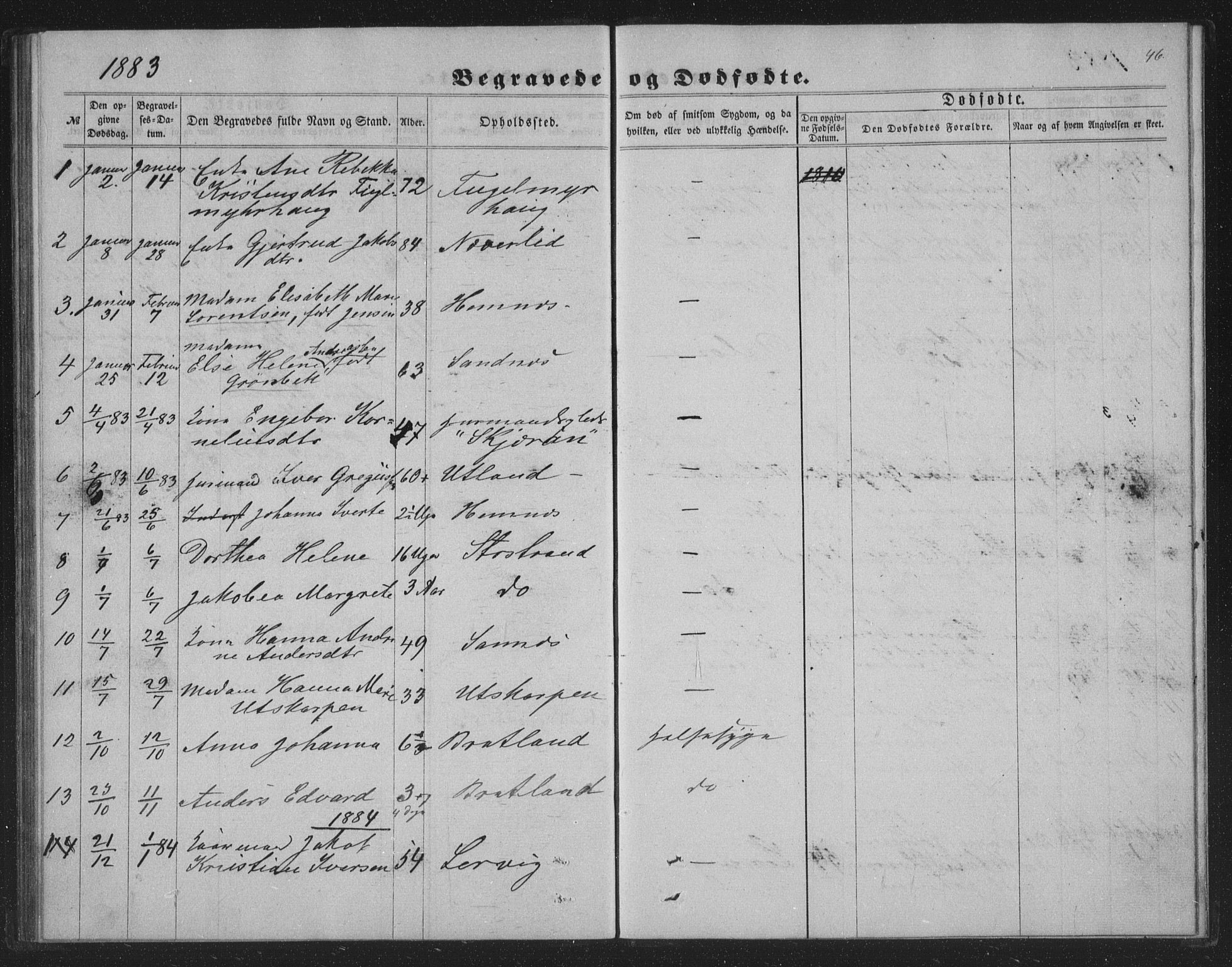Ministerialprotokoller, klokkerbøker og fødselsregistre - Nordland, AV/SAT-A-1459/825/L0368: Klokkerbok nr. 825C05, 1863-1887, s. 46