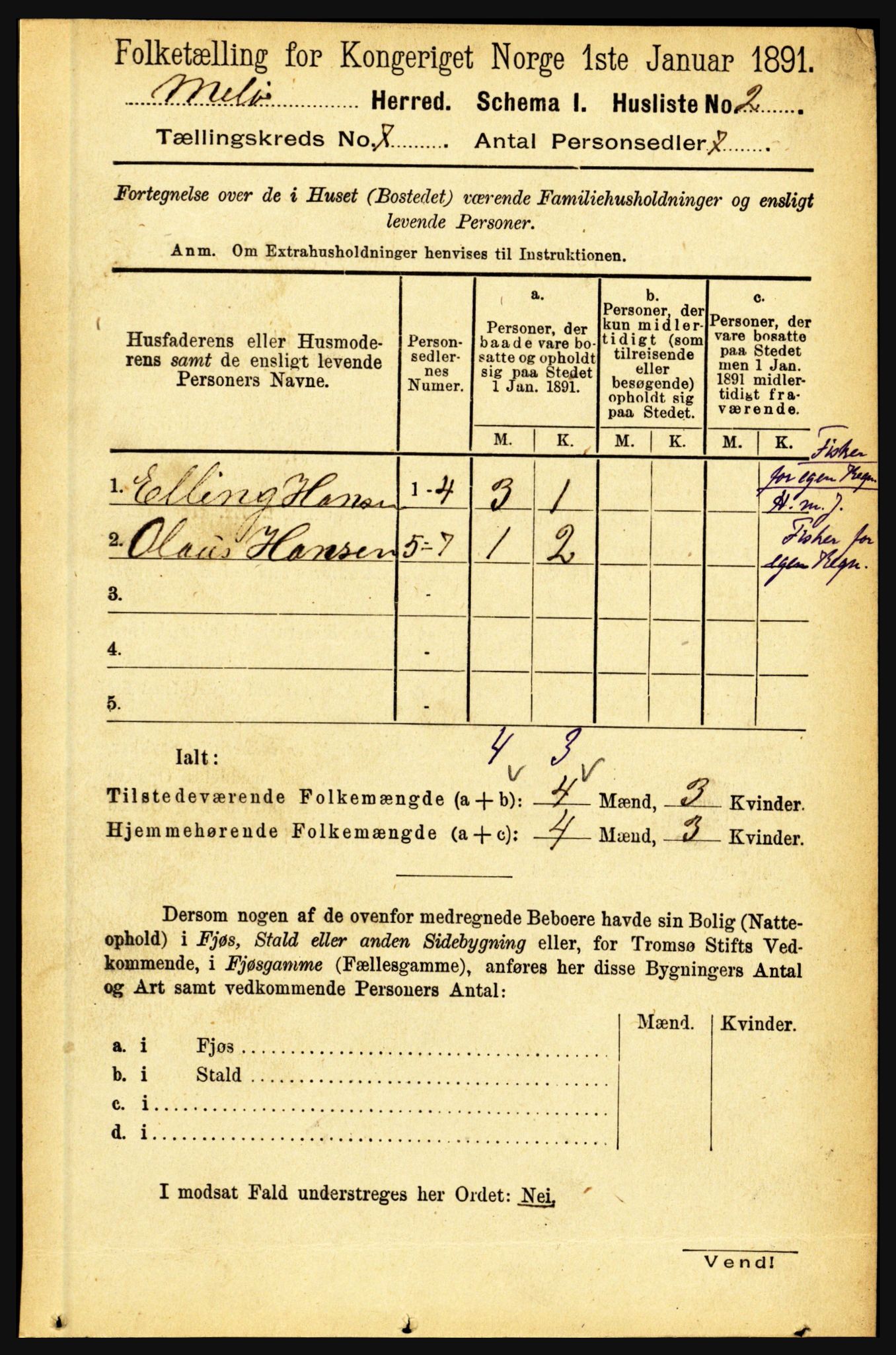 RA, Folketelling 1891 for 1837 Meløy herred, 1891, s. 2799