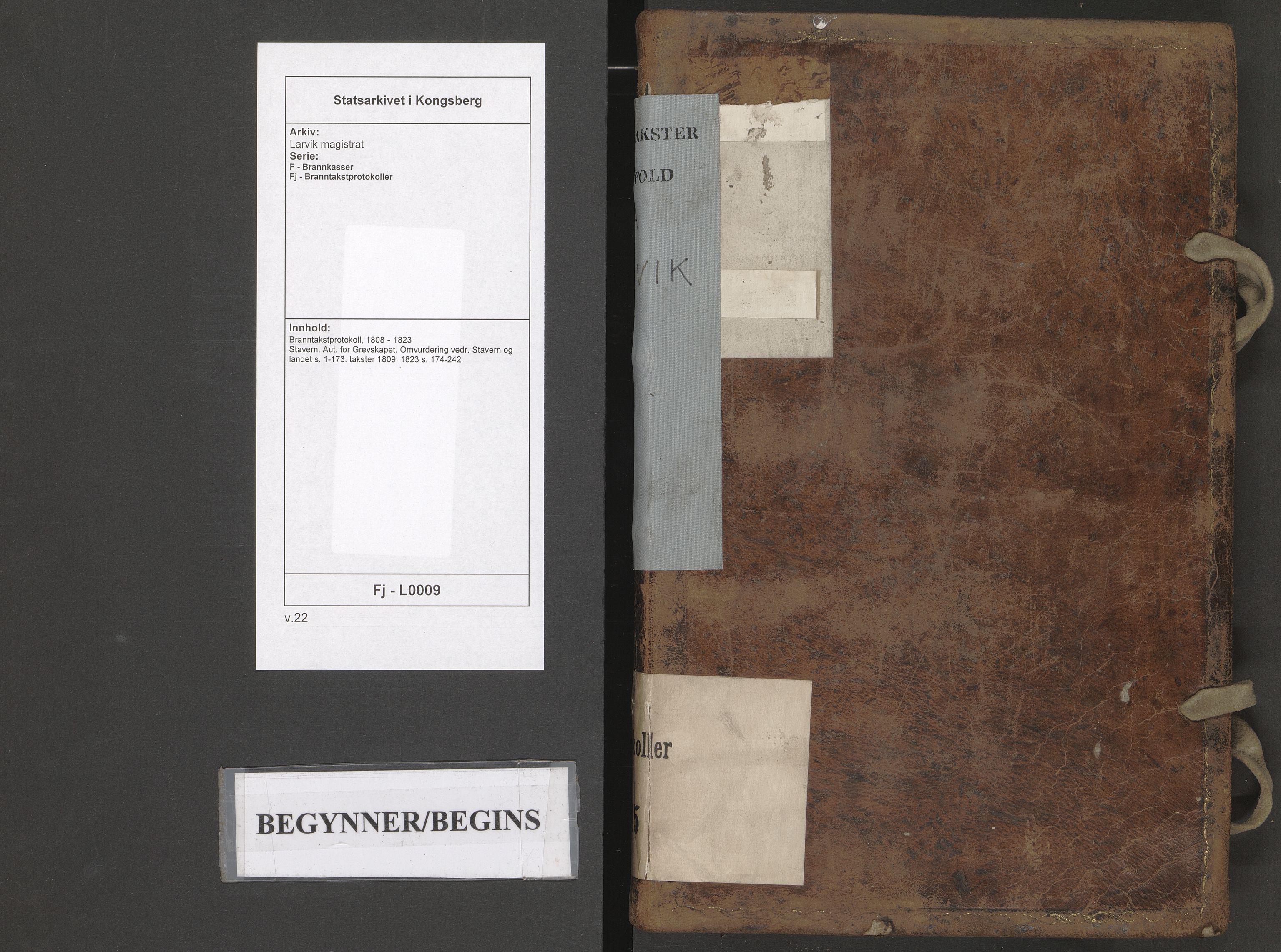 Larvik magistrat, AV/SAKO-A-851/F/Fj/L0009: Branntakstprotokoll, 1808-1823