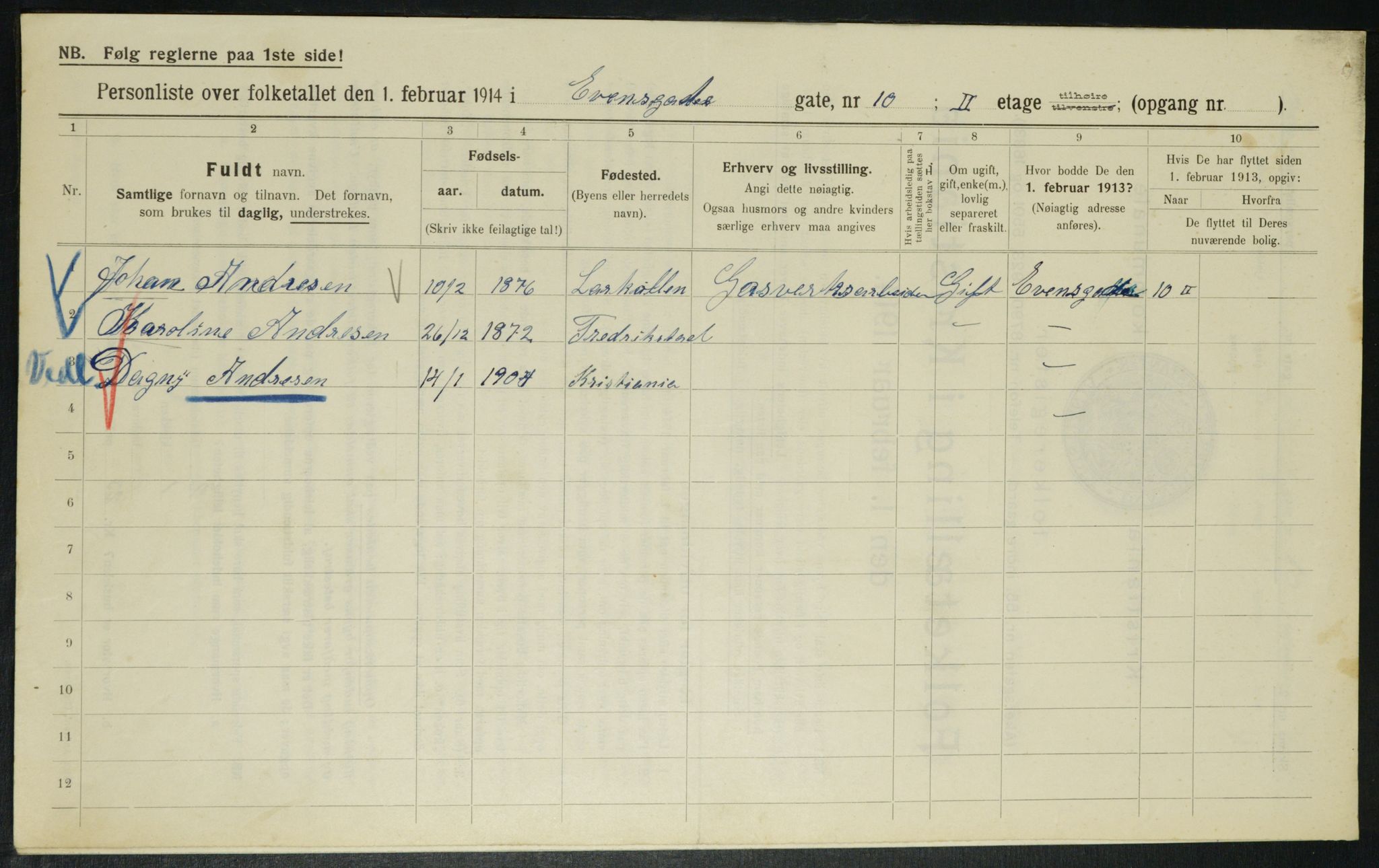 OBA, Kommunal folketelling 1.2.1914 for Kristiania, 1914, s. 23076