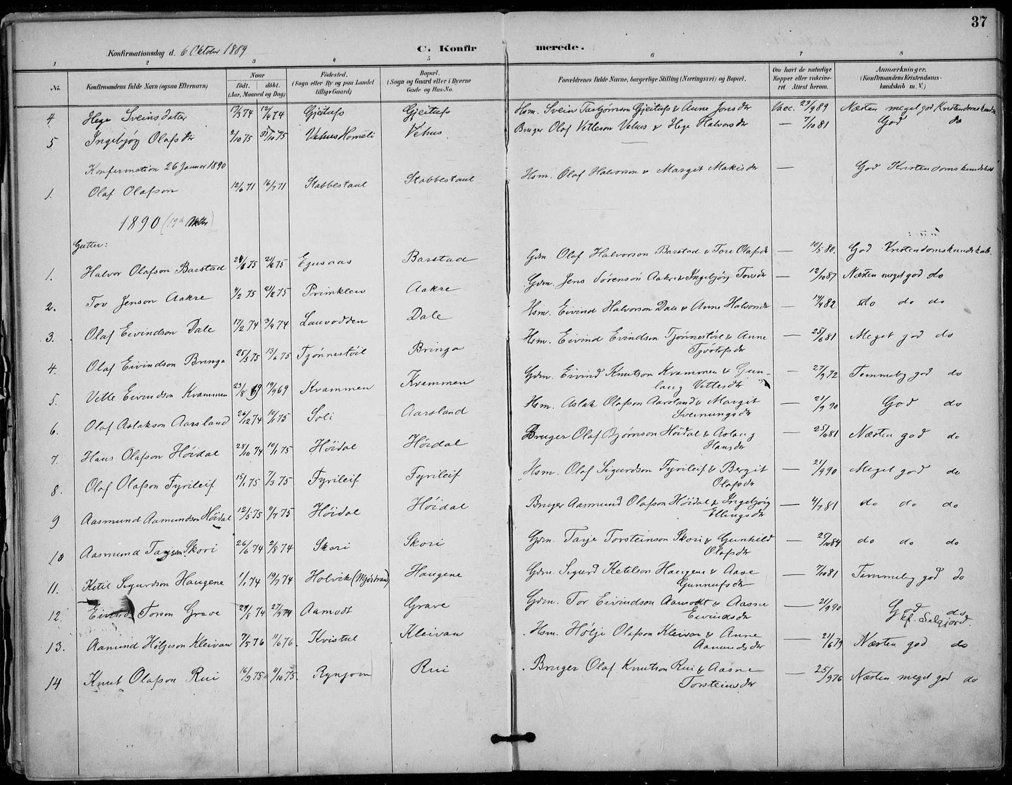 Seljord kirkebøker, AV/SAKO-A-20/F/Fc/L0002: Ministerialbok nr. III 2, 1887-1920, s. 37