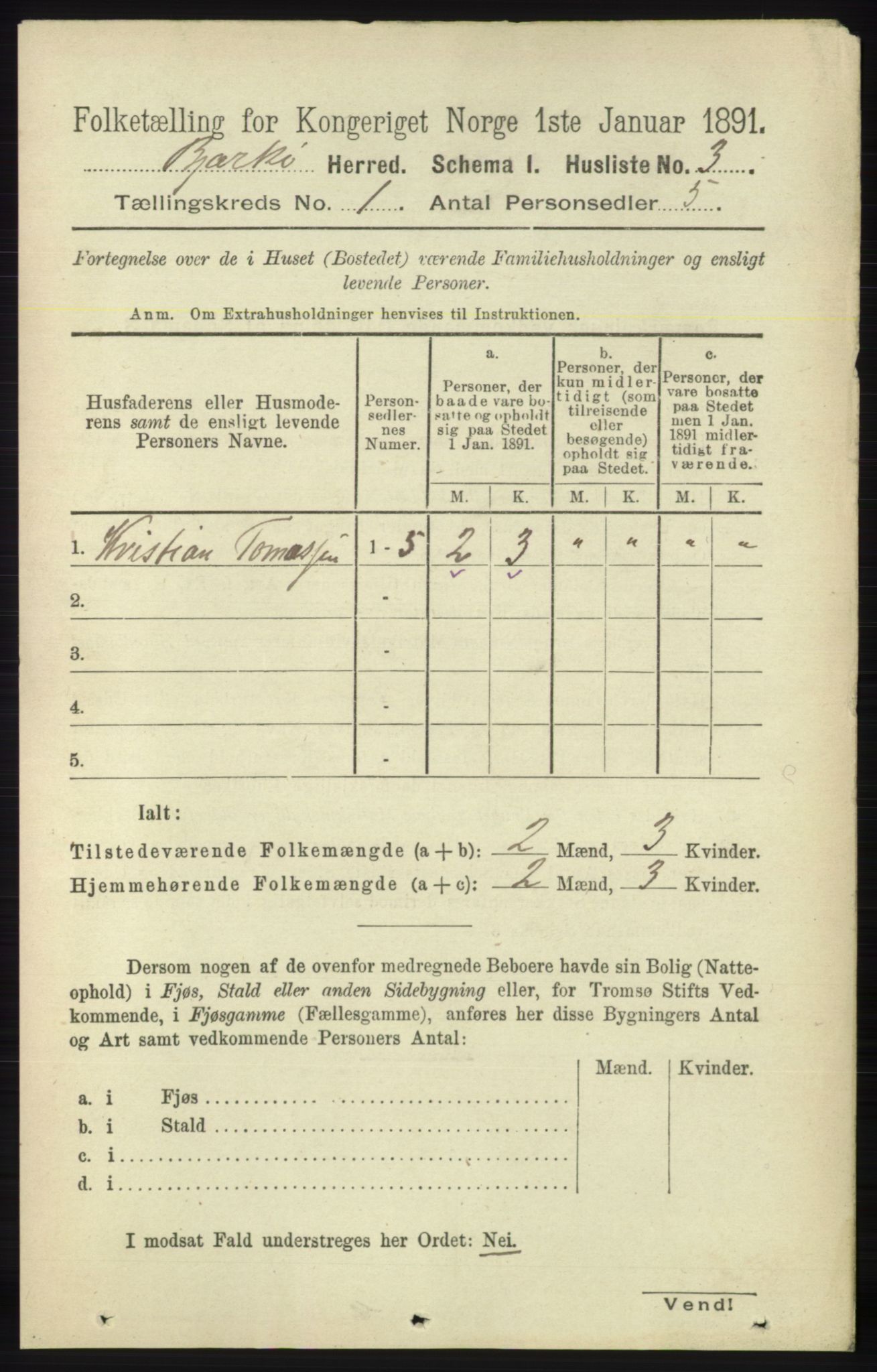 RA, Folketelling 1891 for 1915 Bjarkøy herred, 1891, s. 17