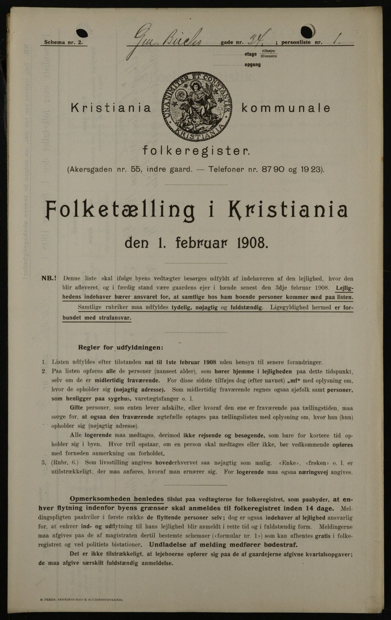 OBA, Kommunal folketelling 1.2.1908 for Kristiania kjøpstad, 1908, s. 26270