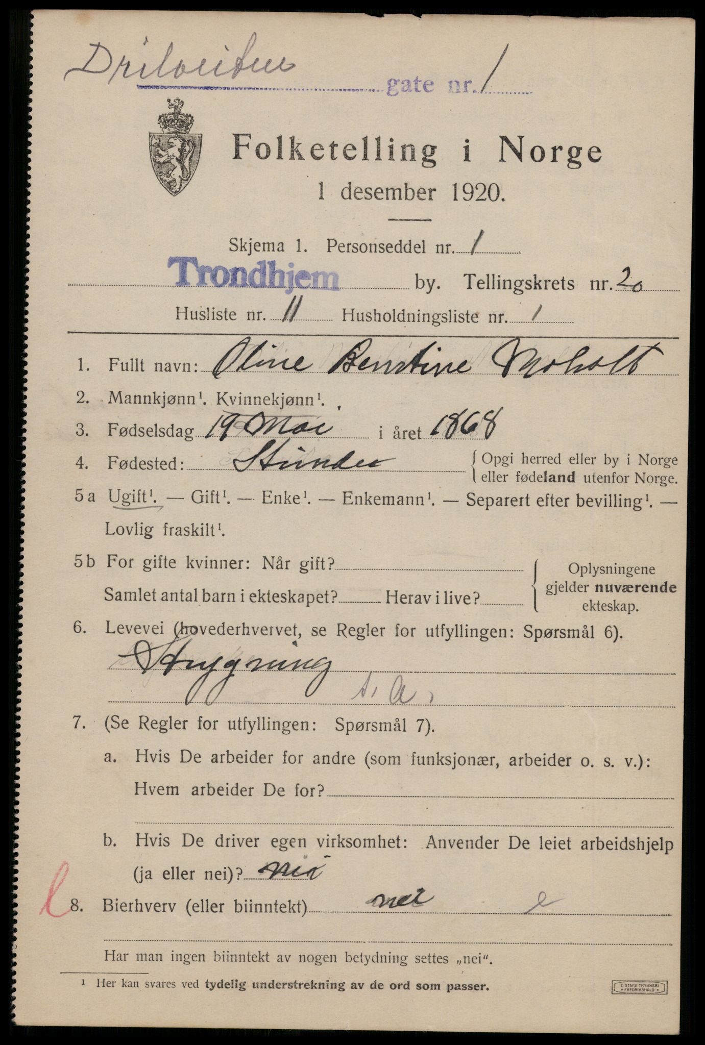SAT, Folketelling 1920 for 1601 Trondheim kjøpstad, 1920, s. 59834