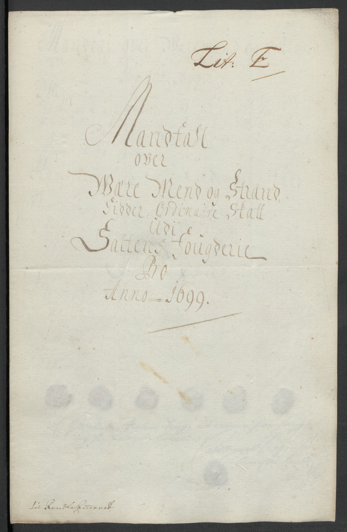 Rentekammeret inntil 1814, Reviderte regnskaper, Fogderegnskap, RA/EA-4092/R66/L4579: Fogderegnskap Salten, 1697-1700, s. 274